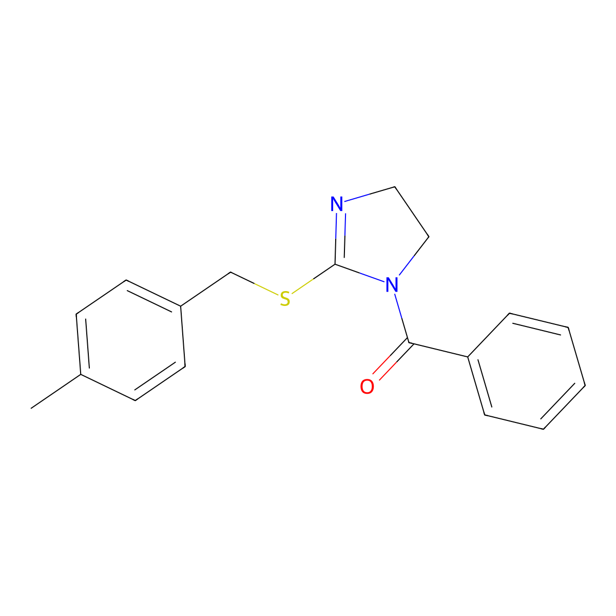 (2-((4-methylbenzyl)thio)-4,5-dihydro-1H-imidazol-1-yl)(phenyl)methanone molecular structure, CAS 851804-82-5