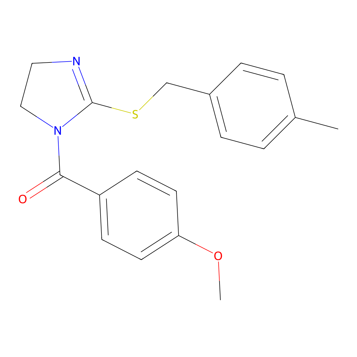 (4-methoxyphenyl)(2-((4-methylbenzyl)thio)-4,5-dihydro-1H-imidazol-1-yl)methanone molecular structure, CAS 851804-90-5