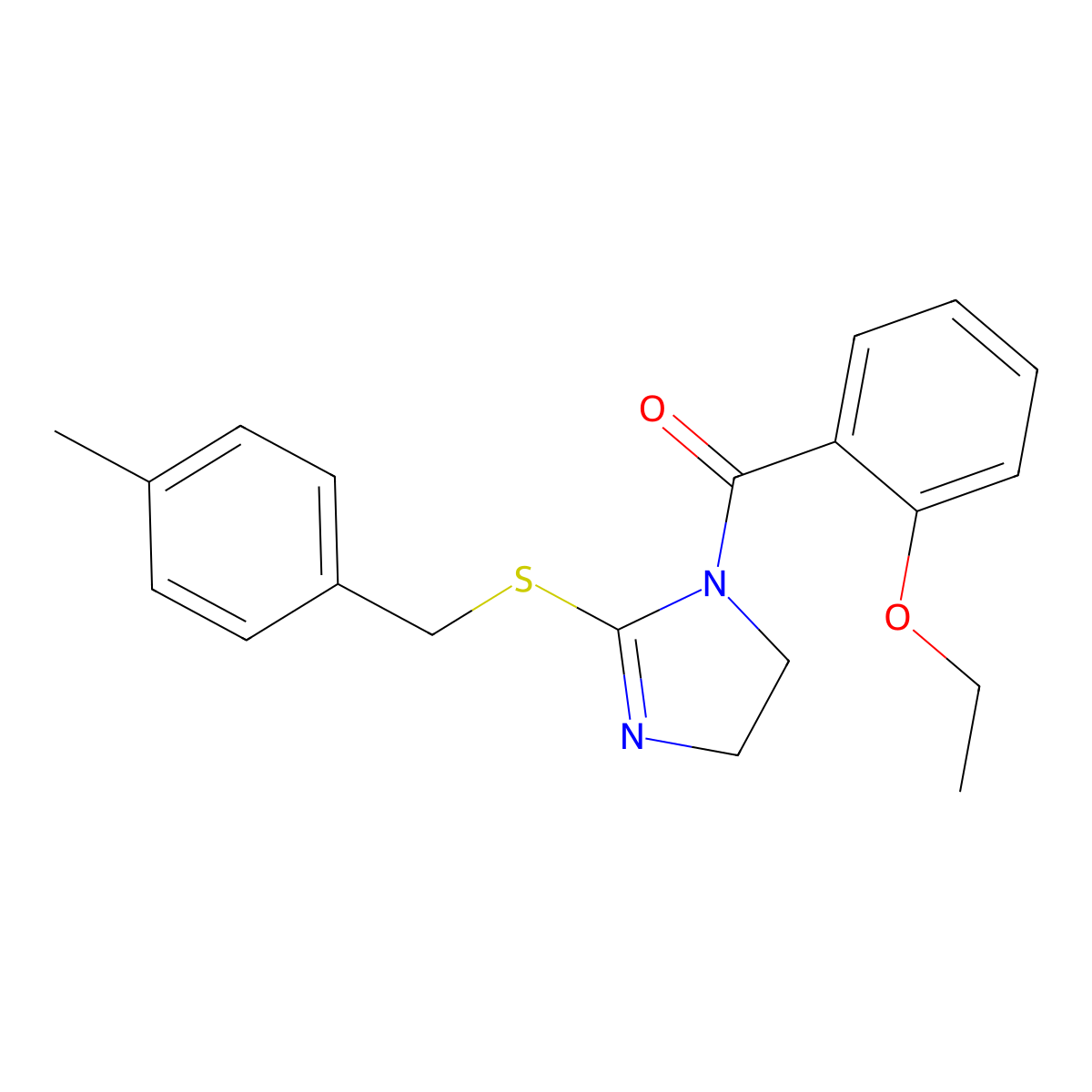 (2-ethoxyphenyl)(2-((4-methylbenzyl)thio)-4,5-dihydro-1H-imidazol-1-yl)methanone molecular structure, CAS 851804-91-6