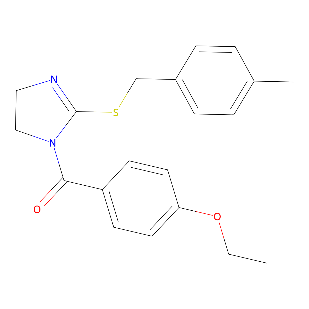 (4-ethoxyphenyl)(2-((4-methylbenzyl)thio)-4,5-dihydro-1H-imidazol-1-yl)methanone molecular structure, CAS 851804-92-7