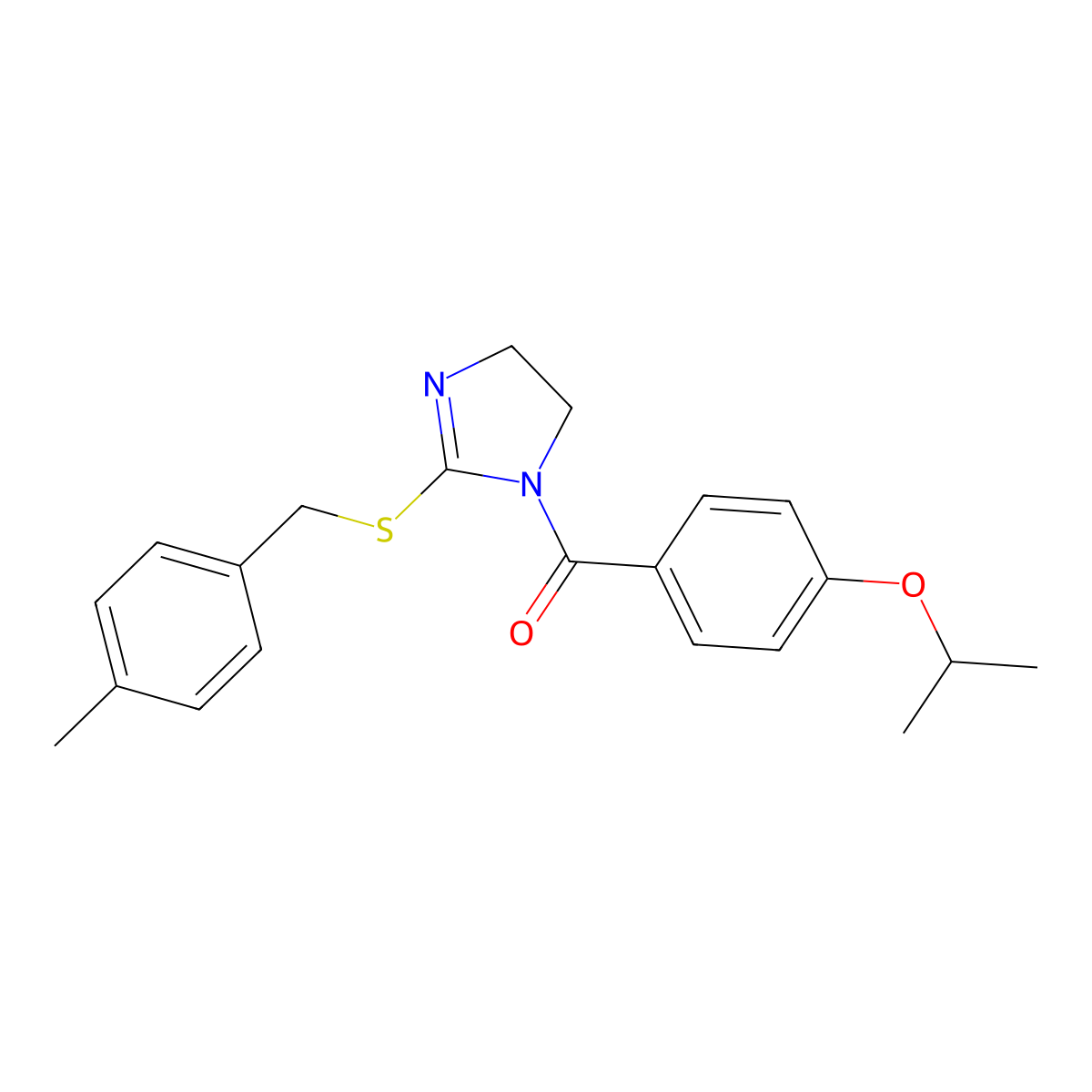 (4-isopropoxyphenyl)(2-((4-methylbenzyl)thio)-4,5-dihydro-1H-imidazol-1-yl)methanone molecular structure, CAS 851804-93-8