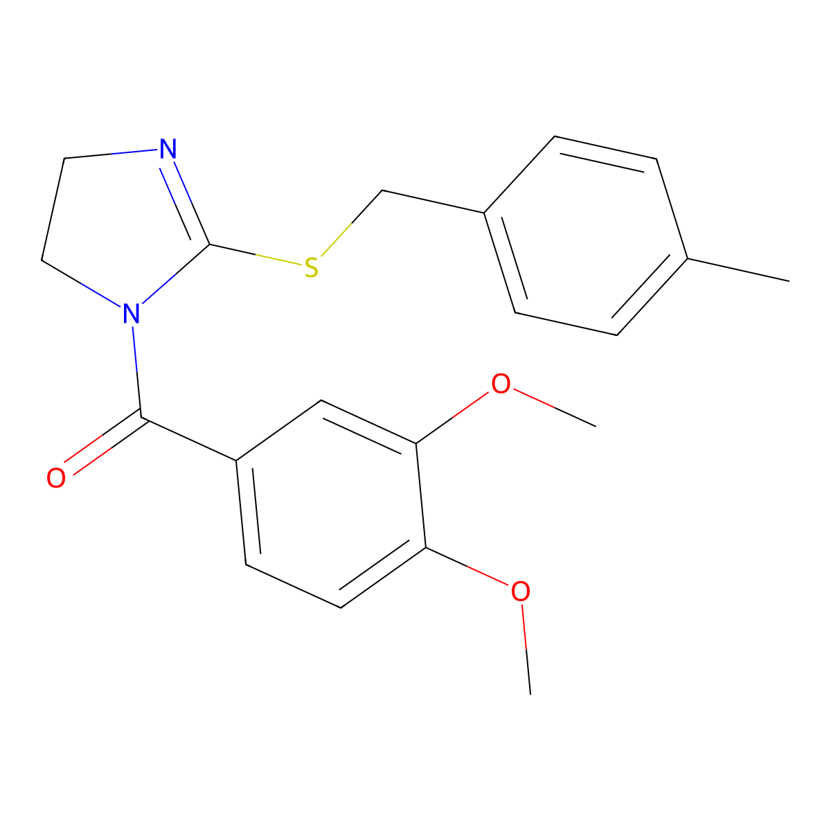 (3,4-dimethoxyphenyl)(2-((4-methylbenzyl)thio)-4,5-dihydro-1H-imidazol-1-yl)methanone molecular structure, CAS 851804-95-0