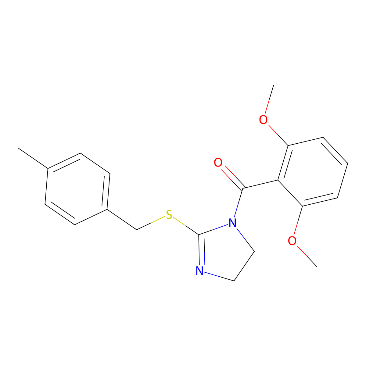(2,6-dimethoxyphenyl)(2-((4-methylbenzyl)thio)-4,5-dihydro-1H-imidazol-1-yl)methanone molecular structure, CAS 851804-96-1
