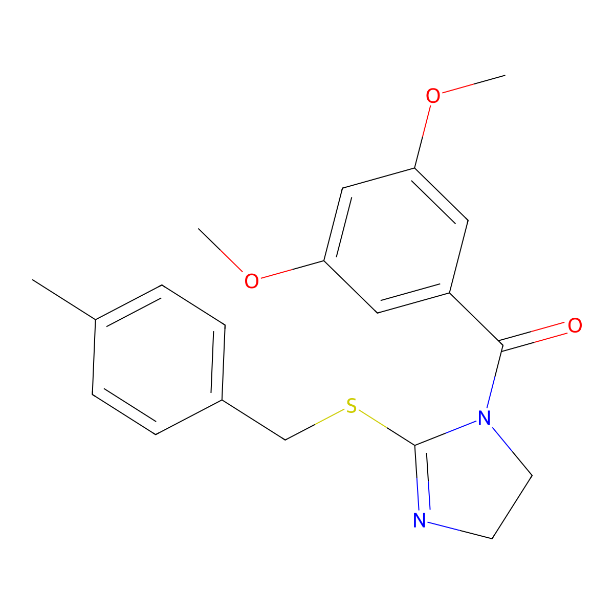 (3,5-Dimethoxyphenyl)-[2-[(4-methylphenyl)methylsulfanyl]-4,5-dihydroimidazol-1-yl]methanone molecular structure, CAS 851804-97-2