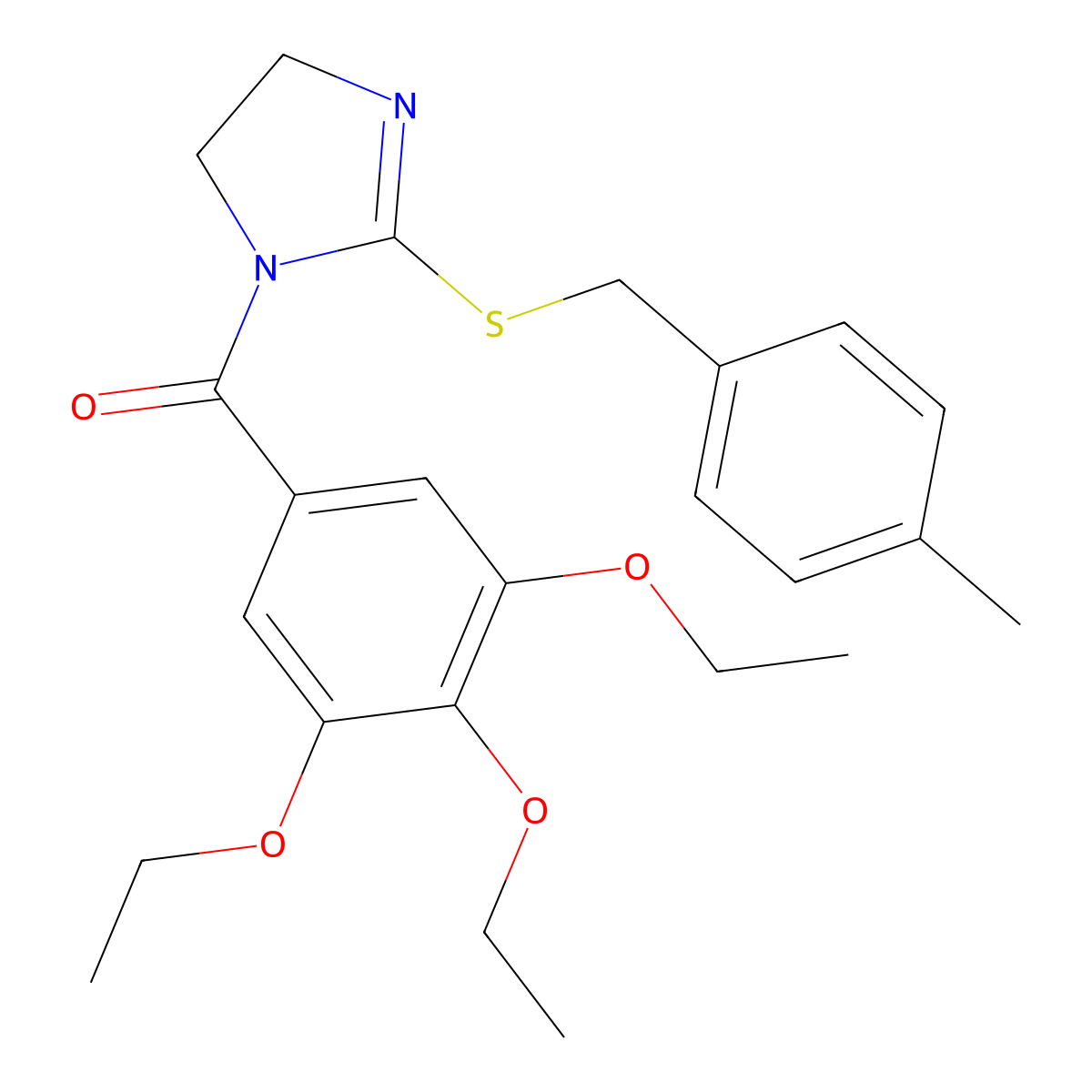 [2-[(4-Methylphenyl)methylsulfanyl]-4,5-dihydroimidazol-1-yl]-(3,4,5-triethoxyphenyl)methanone molecular structure, CAS 851805-01-1