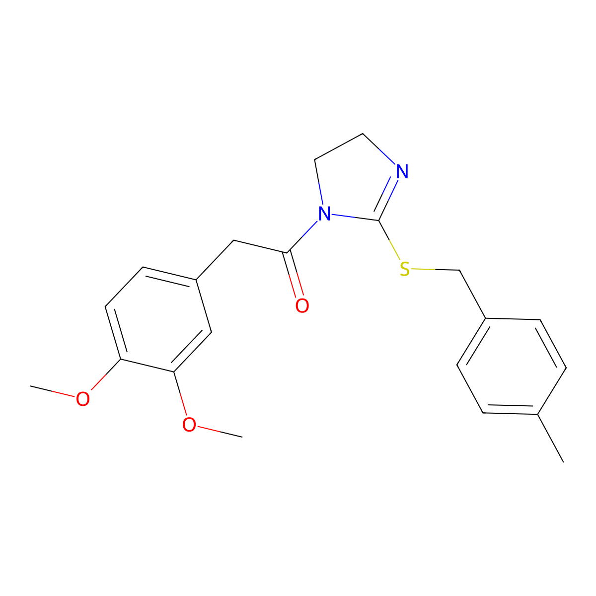 2-(3,4-dimethoxyphenyl)-1-(2-((4-methylbenzyl)thio)-4,5-dihydro-1H-imidazol-1-yl)ethanone molecular structure, CAS 851805-25-9