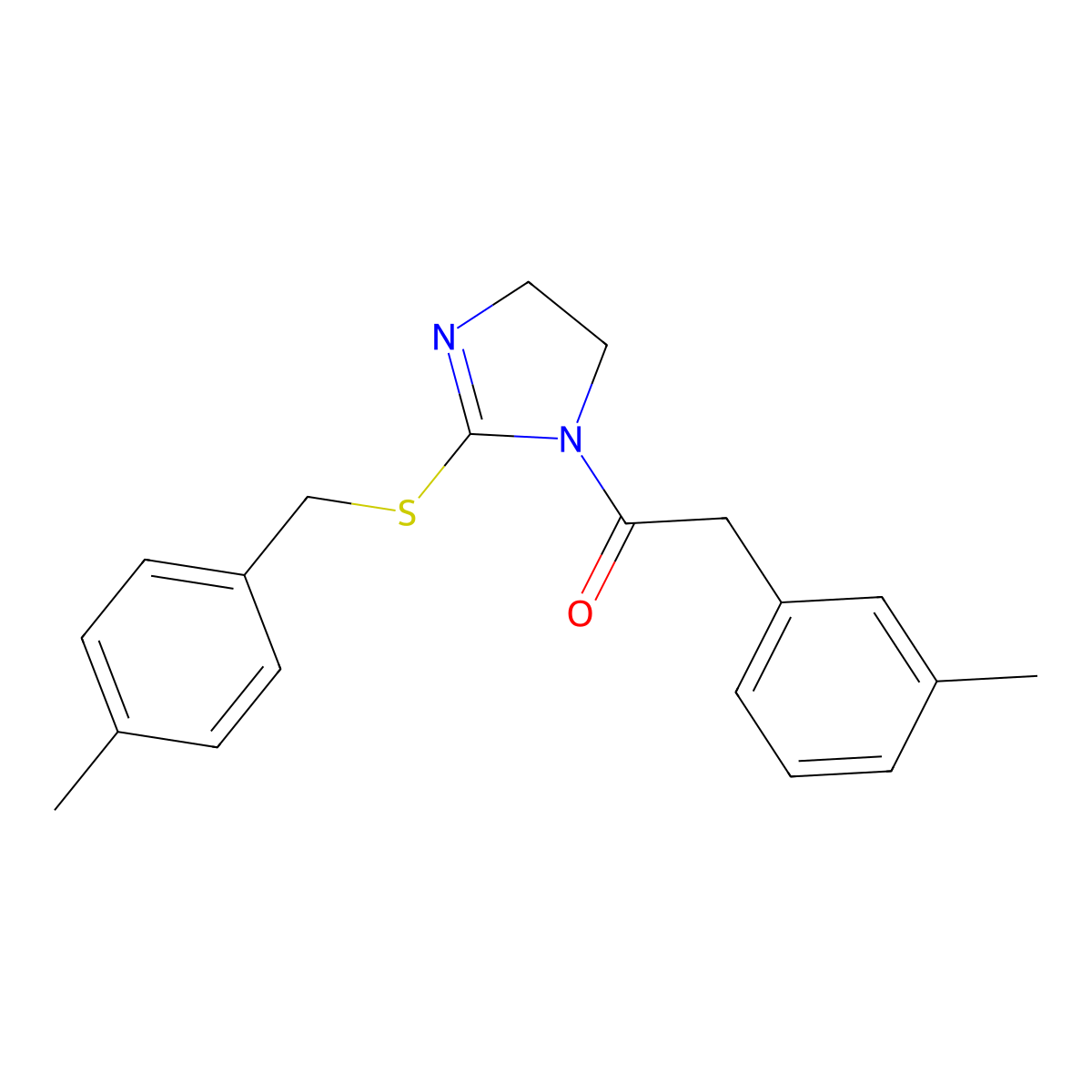 1-(2-((4-methylbenzyl)thio)-4,5-dihydro-1H-imidazol-1-yl)-2-(m-tolyl)ethanone molecular structure, CAS 851805-29-3