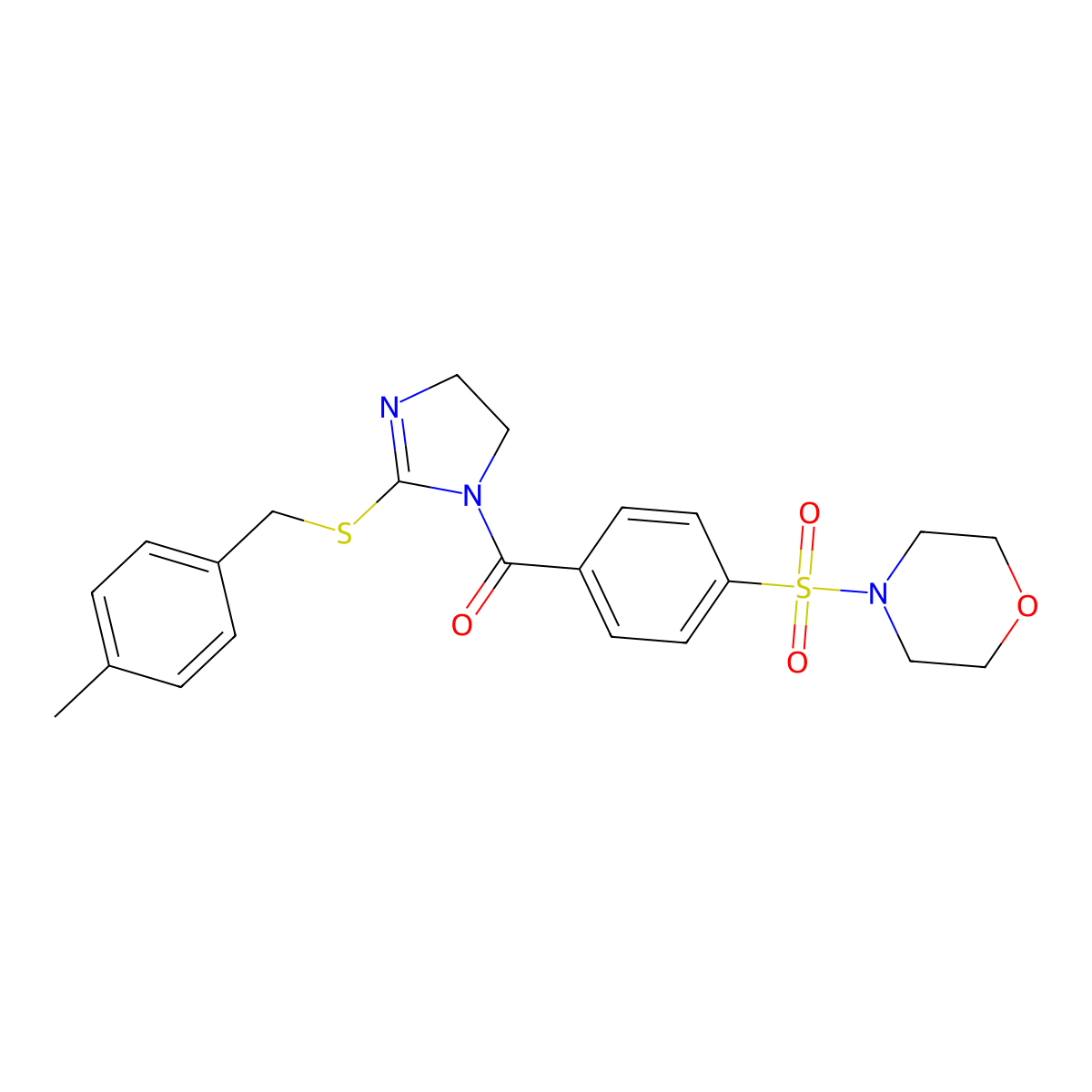 (2-((4-methylbenzyl)thio)-4,5-dihydro-1H-imidazol-1-yl)(4-(morpholinosulfonyl)phenyl)methanone molecular structure, CAS 851805-37-3
