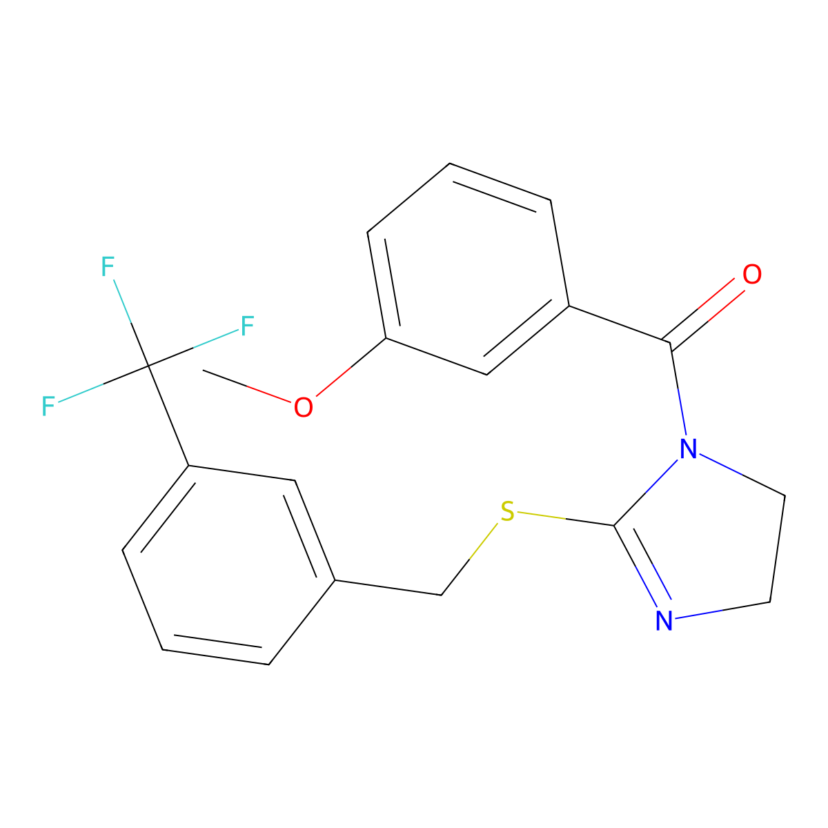 (3-methoxyphenyl)(2-((3-(trifluoromethyl)benzyl)thio)-4,5-dihydro-1H-imidazol-1-yl)methanone molecular structure, CAS 851805-60-2