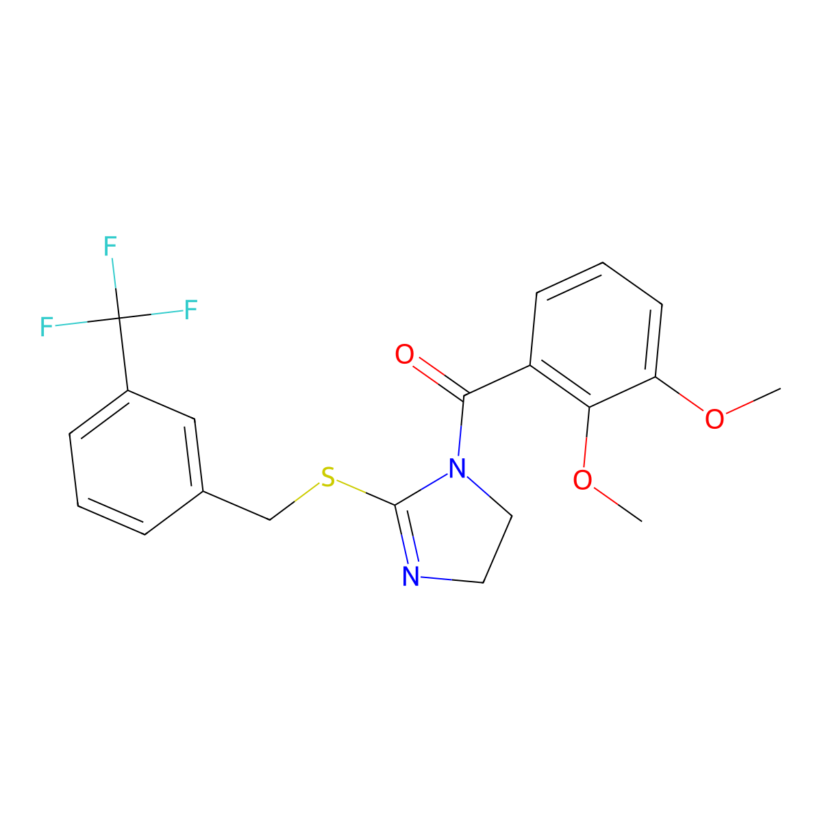 (2,3-Dimethoxyphenyl)-[2-[[3-(trifluoromethyl)phenyl]methylsulfanyl]-4,5-dihydroimidazol-1-yl]methanone molecular structure, CAS 851805-64-6