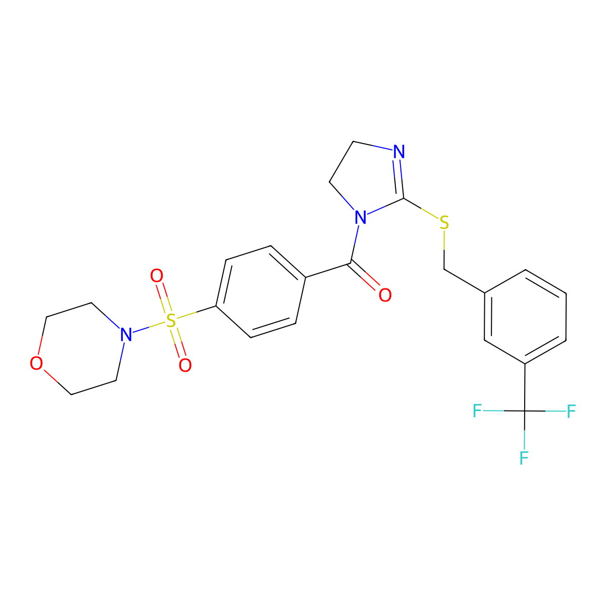 (4-(morpholinosulfonyl)phenyl)(2-((3-(trifluoromethyl)benzyl)thio)-4,5-dihydro-1H-imidazol-1-yl)methanone molecular structure, CAS 851805-86-2