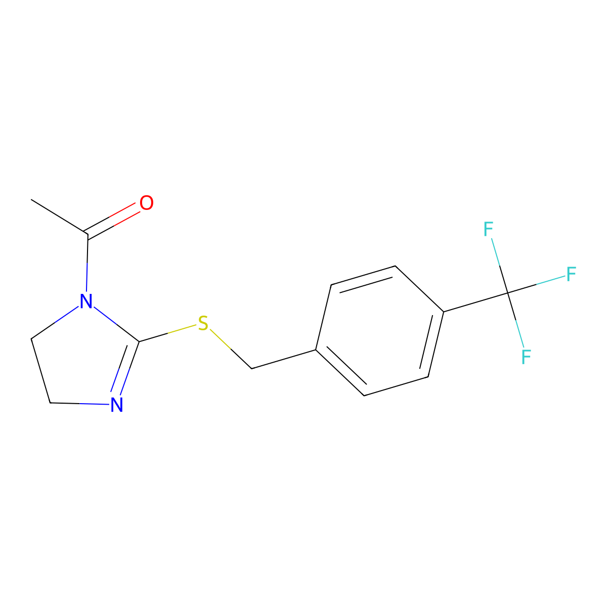1-[2-[[4-(Trifluoromethyl)phenyl]methylsulfanyl]-4,5-dihydroimidazol-1-yl]ethanone molecular structure, CAS 851805-93-1