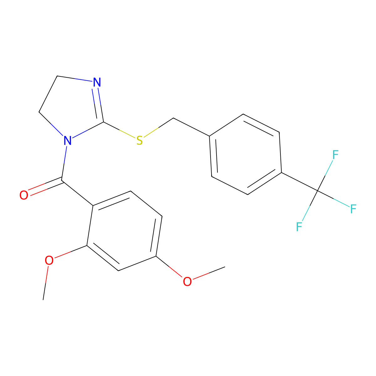(2,4-dimethoxyphenyl)(2-((4-(trifluoromethyl)benzyl)thio)-4,5-dihydro-1H-imidazol-1-yl)methanone molecular structure, CAS 851806-03-6