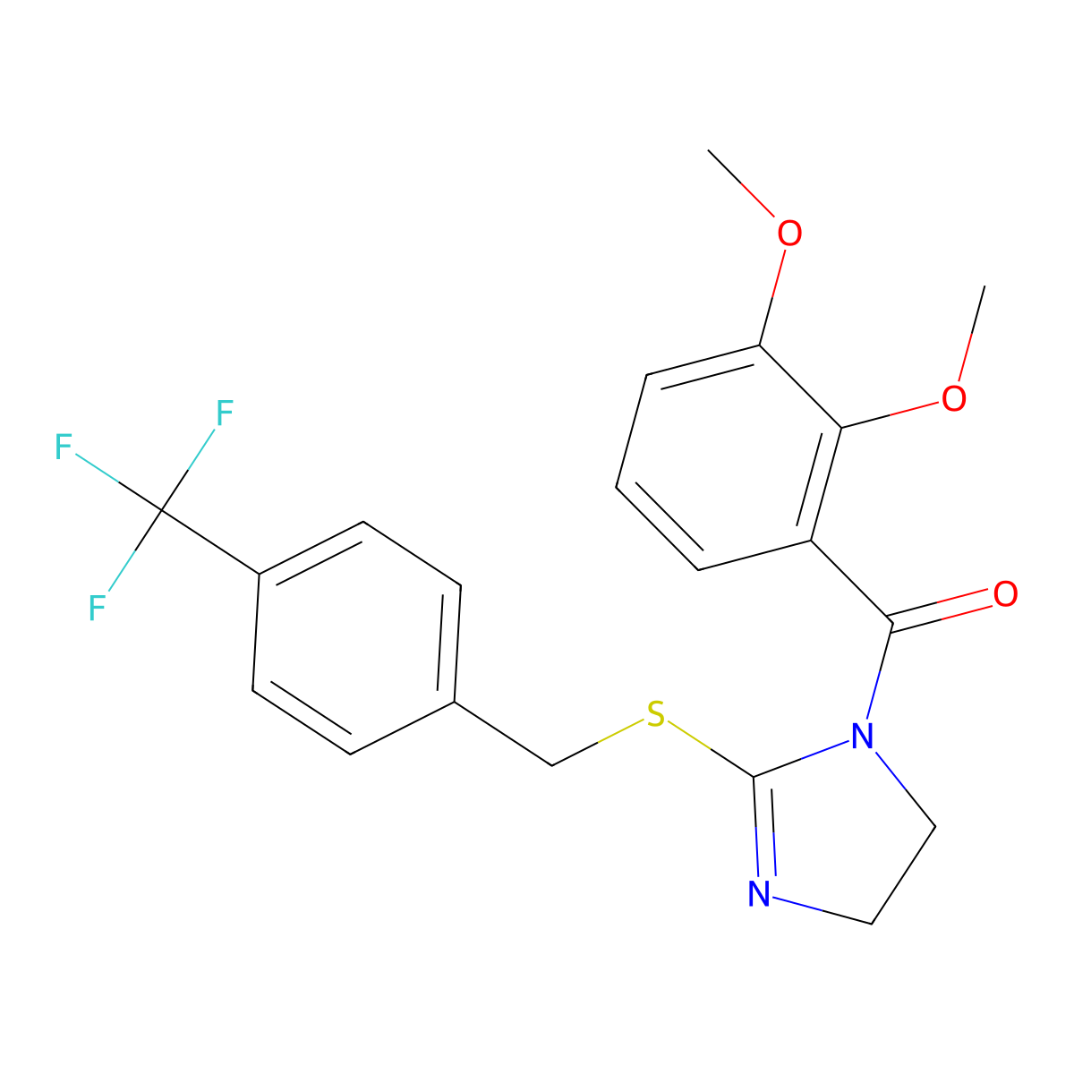 (2,3-dimethoxyphenyl)(2-((4-(trifluoromethyl)benzyl)thio)-4,5-dihydro-1H-imidazol-1-yl)methanone molecular structure, CAS 851806-07-0