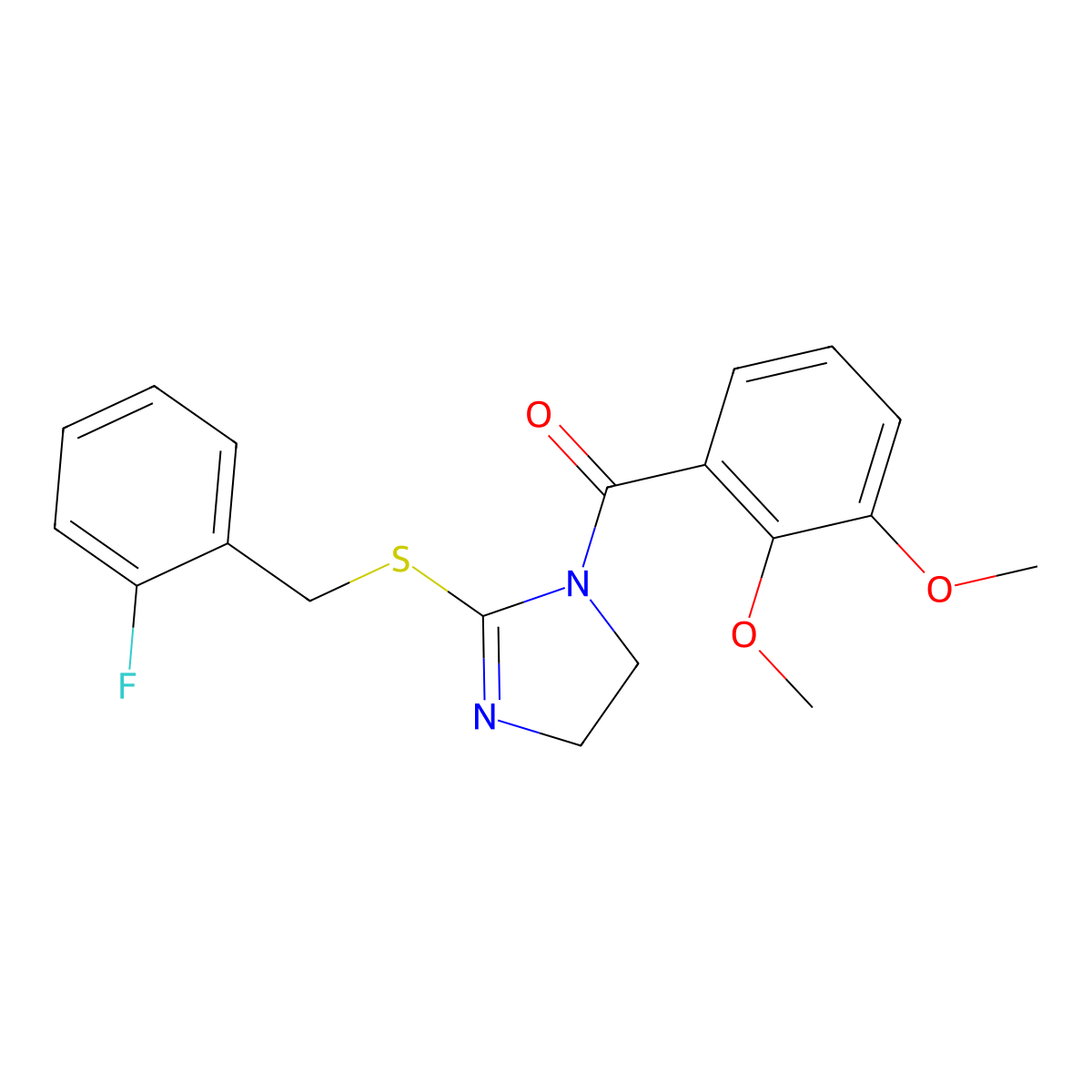 (2,3-dimethoxyphenyl)(2-((2-fluorobenzyl)thio)-4,5-dihydro-1H-imidazol-1-yl)methanone molecular structure, CAS 851806-83-2