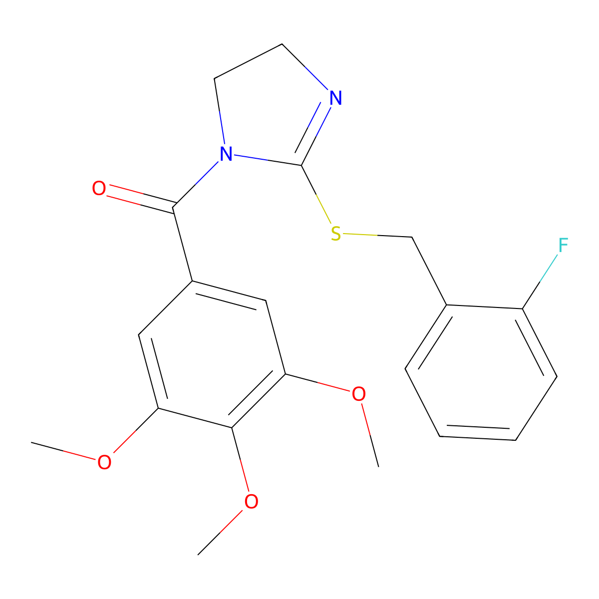 [2-[(2-Fluorophenyl)methylsulfanyl]-4,5-dihydroimidazol-1-yl]-(3,4,5-trimethoxyphenyl)methanone molecular structure, CAS 851806-88-7