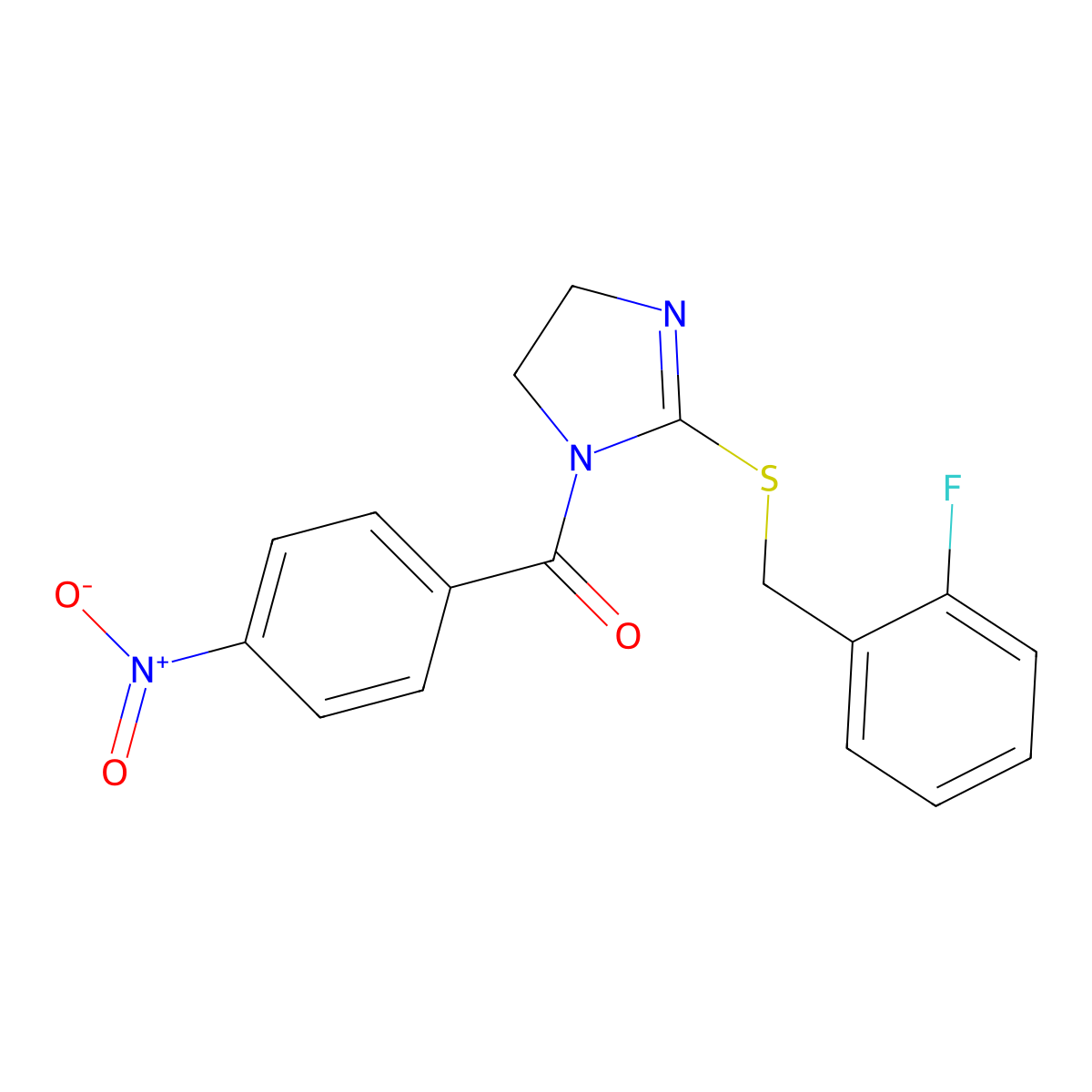 [2-[(2-Fluorophenyl)methylsulfanyl]-4,5-dihydroimidazol-1-yl]-(4-nitrophenyl)methanone molecular structure, CAS 851807-05-1