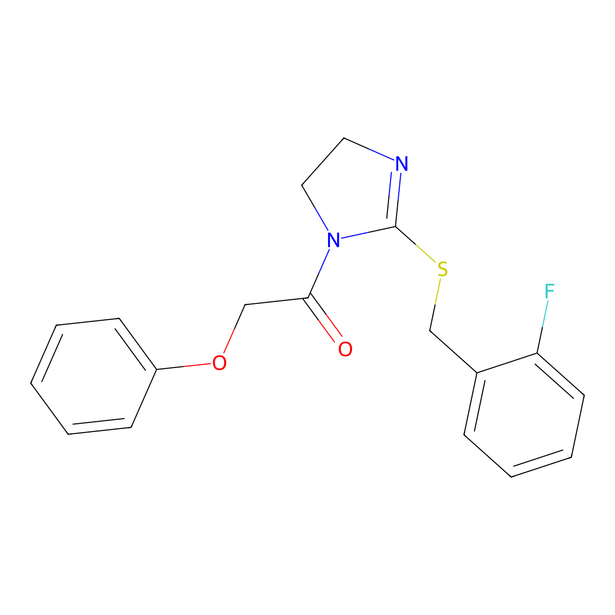 1-(2-((2-fluorobenzyl)thio)-4,5-dihydro-1H-imidazol-1-yl)-2-phenoxyethanone molecular structure, CAS 851807-09-5