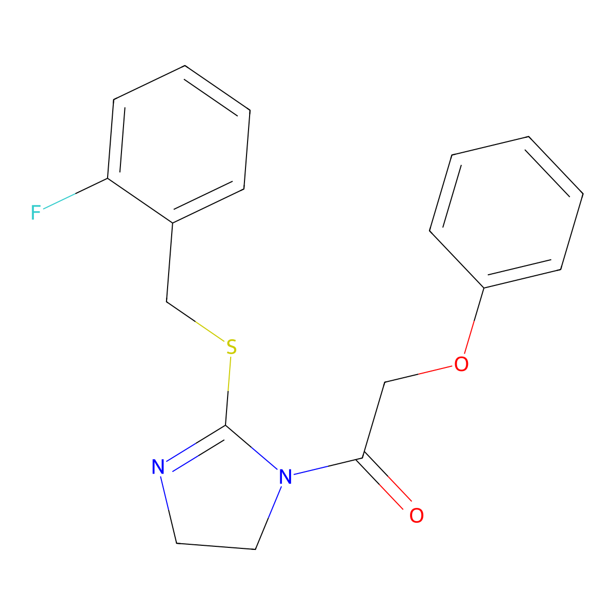 1-(2-((2-fluorobenzyl)thio)-4,5-dihydro-1H-imidazol-1-yl)-2-phenoxyethanone molecular structure, CAS 851807-09-5