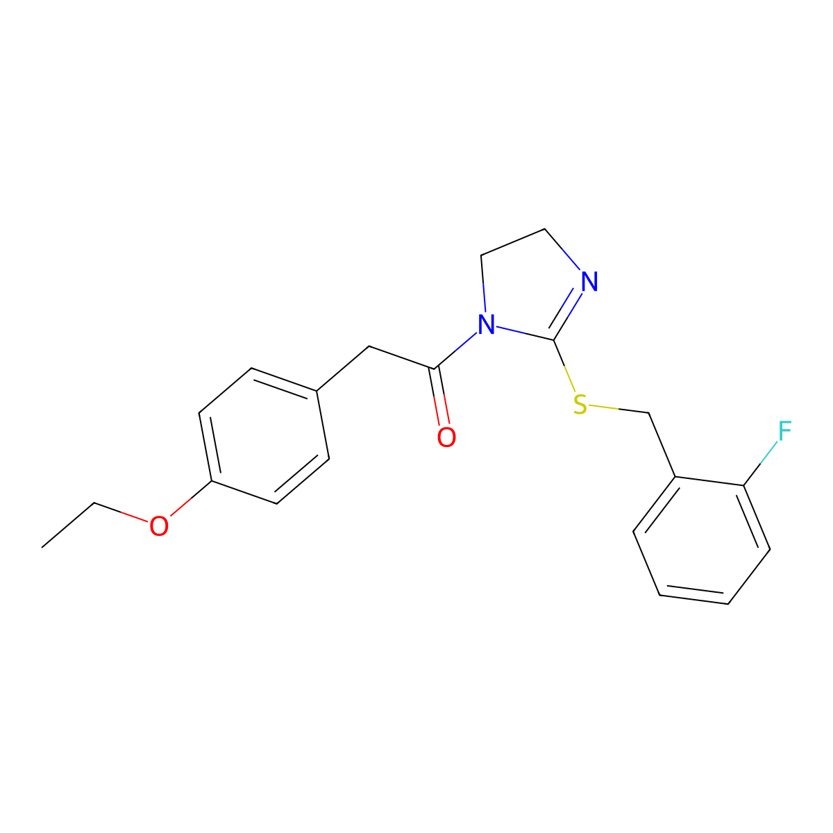 2-(4-Ethoxyphenyl)-1-[2-[(2-fluorophenyl)methylsulfanyl]-4,5-dihydroimidazol-1-yl]ethanone molecular structure, CAS 851807-15-3
