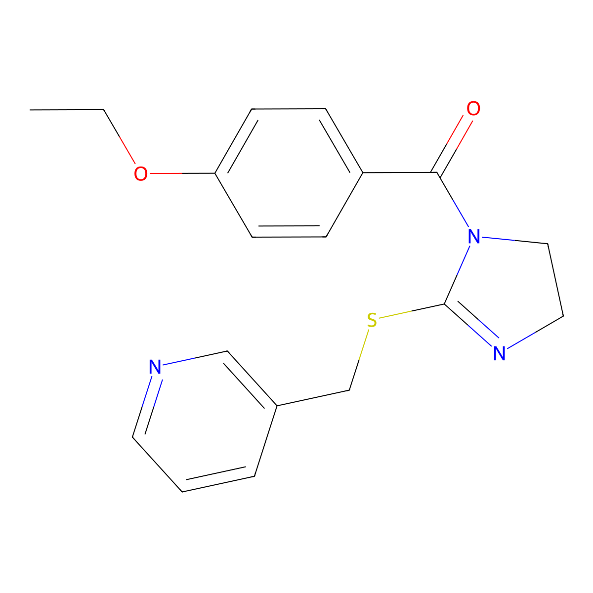 (4-ethoxyphenyl)(2-((pyridin-3-ylmethyl)thio)-4,5-dihydro-1H-imidazol-1-yl)methanone molecular structure, CAS 851807-44-8