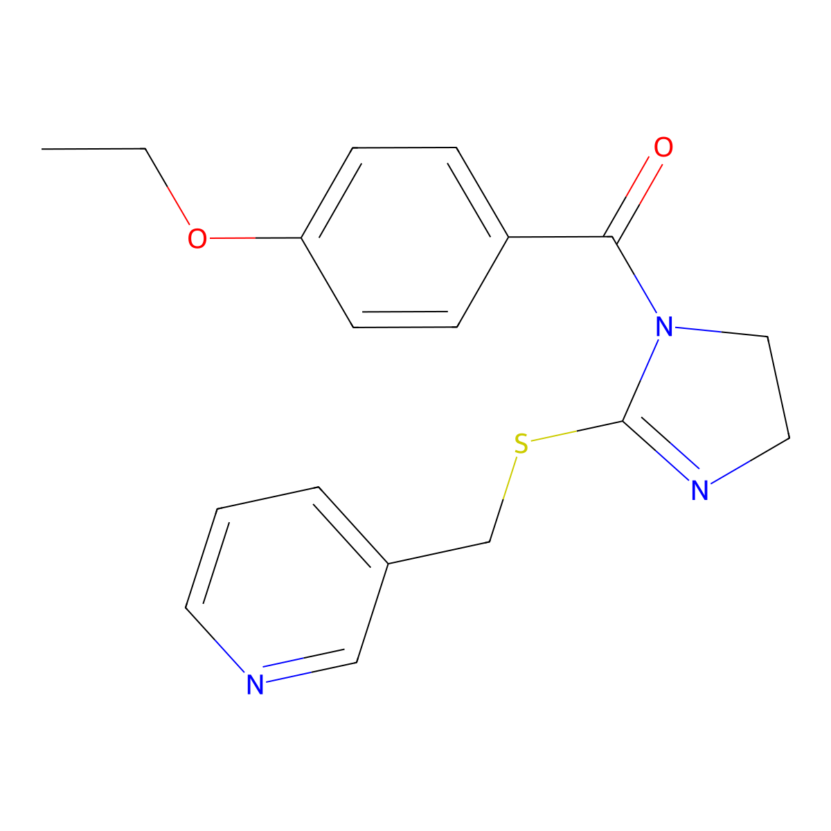 (4-ethoxyphenyl)(2-((pyridin-3-ylmethyl)thio)-4,5-dihydro-1H-imidazol-1-yl)methanone molecular structure, CAS 851807-44-8