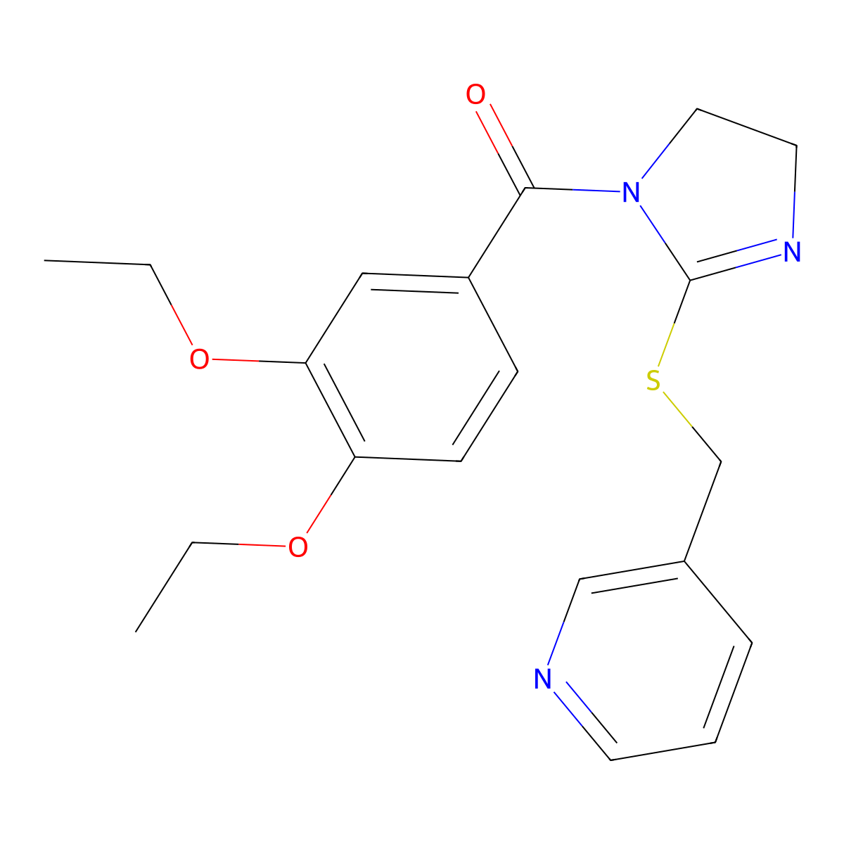 (3,4-Diethoxyphenyl)-[2-(pyridin-3-ylmethylsulfanyl)-4,5-dihydroimidazol-1-yl]methanone molecular structure, CAS 851807-53-9