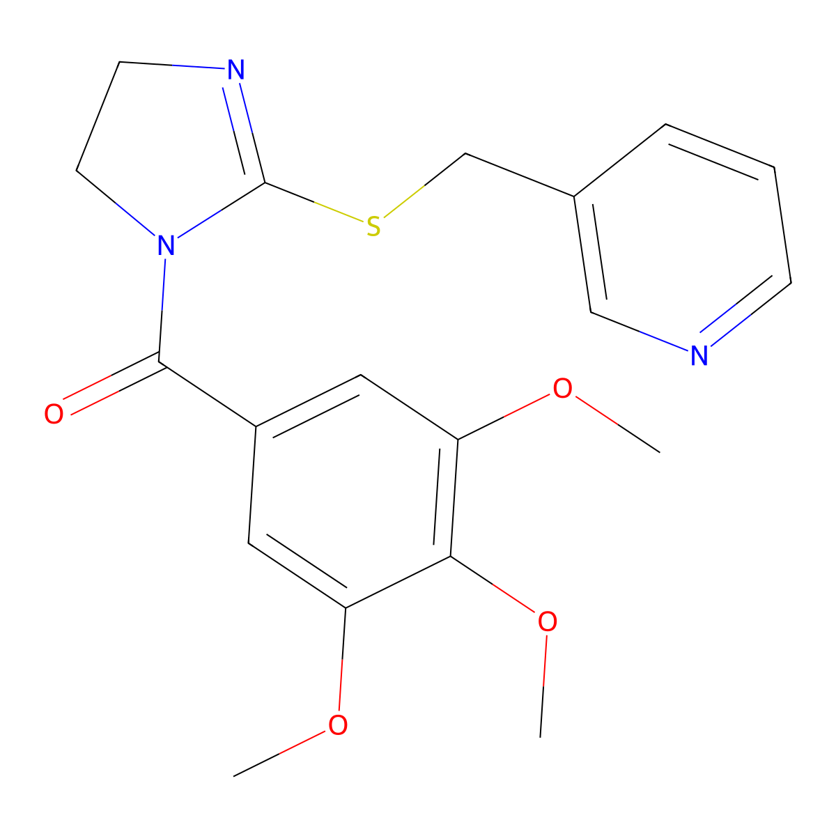 [2-(Pyridin-3-ylmethylsulfanyl)-4,5-dihydroimidazol-1-yl]-(3,4,5-trimethoxyphenyl)methanone molecular structure, CAS 851807-54-0