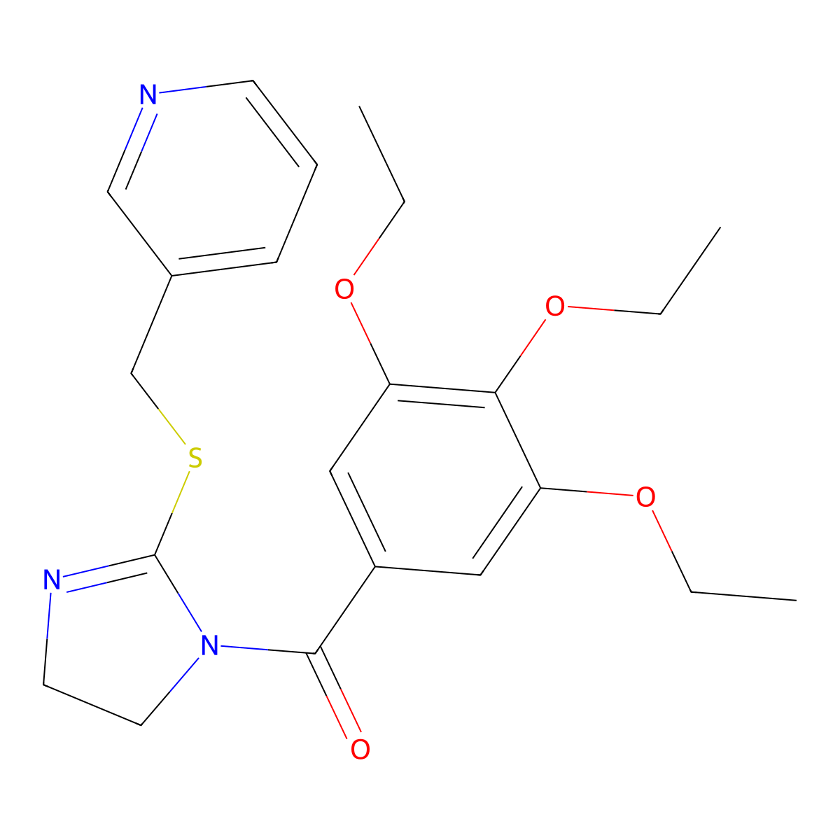 [2-(Pyridin-3-ylmethylsulfanyl)-4,5-dihydroimidazol-1-yl]-(3,4,5-triethoxyphenyl)methanone molecular structure, CAS 851807-55-1