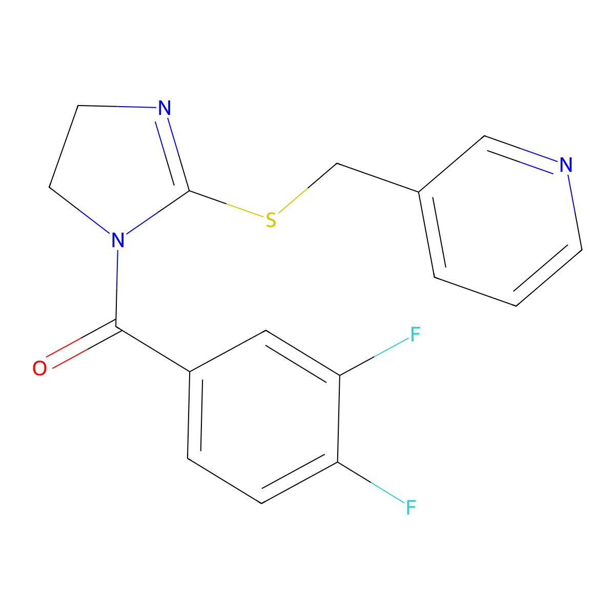 (3,4-difluorophenyl)(2-((pyridin-3-ylmethyl)thio)-4,5-dihydro-1H-imidazol-1-yl)methanone molecular structure, CAS 851807-66-4