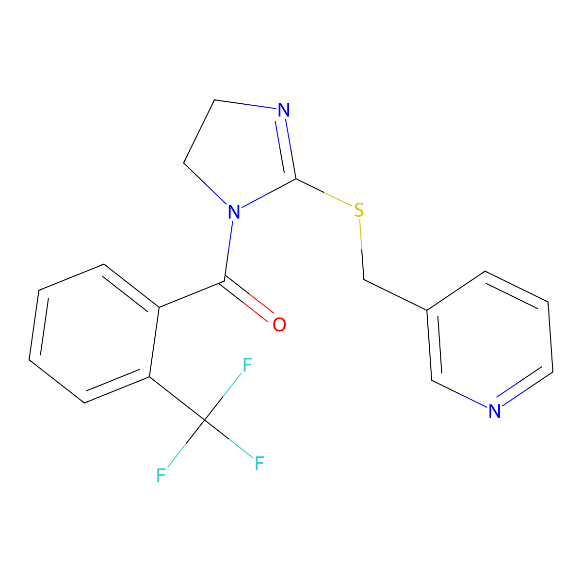 [2-(Pyridin-3-ylmethylsulfanyl)-4,5-dihydroimidazol-1-yl]-[2-(trifluoromethyl)phenyl]methanone molecular structure, CAS 851807-73-3