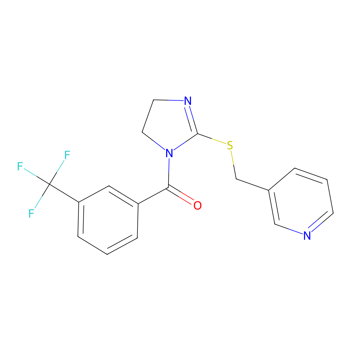 [2-(Pyridin-3-ylmethylsulfanyl)-4,5-dihydroimidazol-1-yl]-[3-(trifluoromethyl)phenyl]methanone molecular structure, CAS 851807-74-4