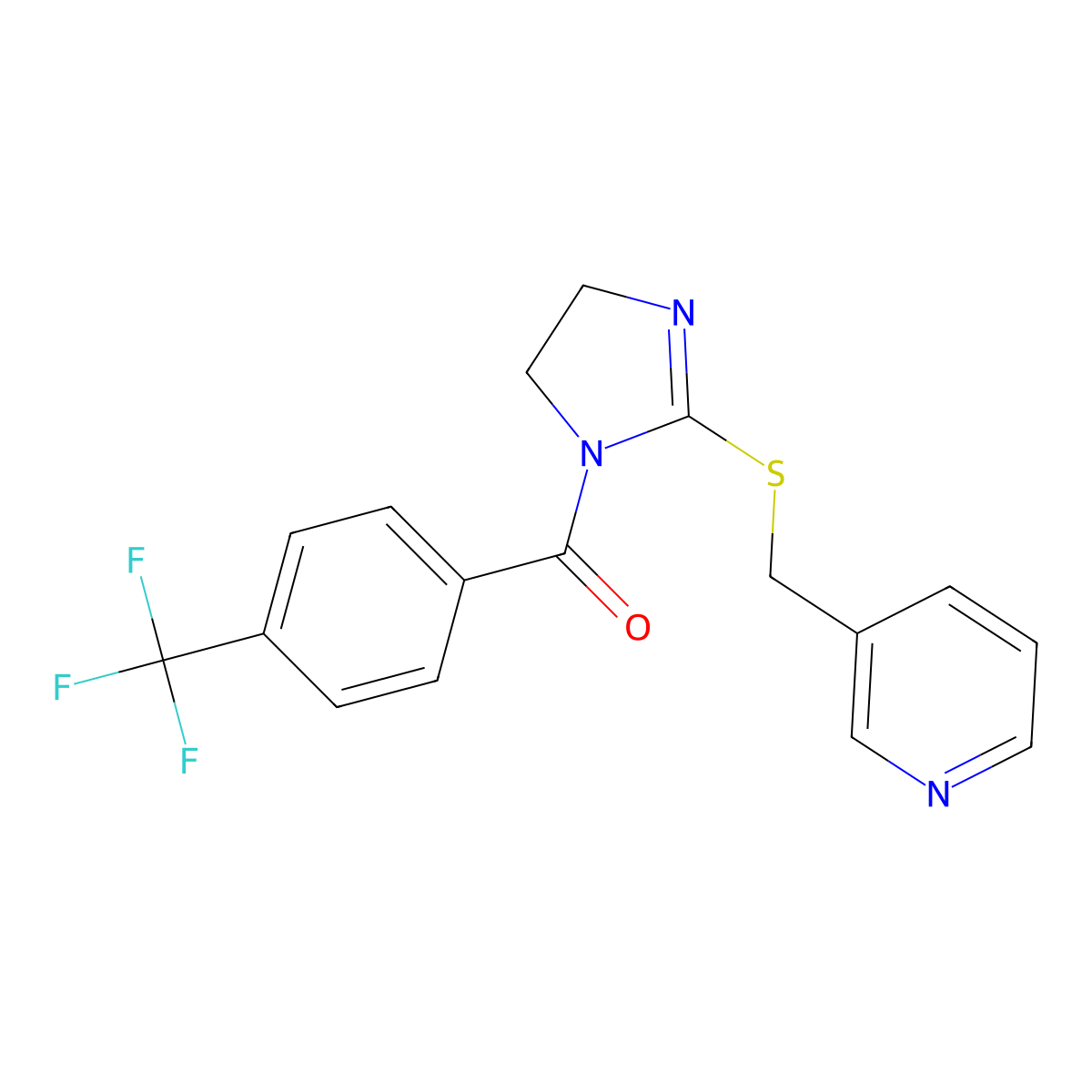 [2-(Pyridin-3-ylmethylsulfanyl)-4,5-dihydroimidazol-1-yl]-[4-(trifluoromethyl)phenyl]methanone molecular structure, CAS 851807-75-5