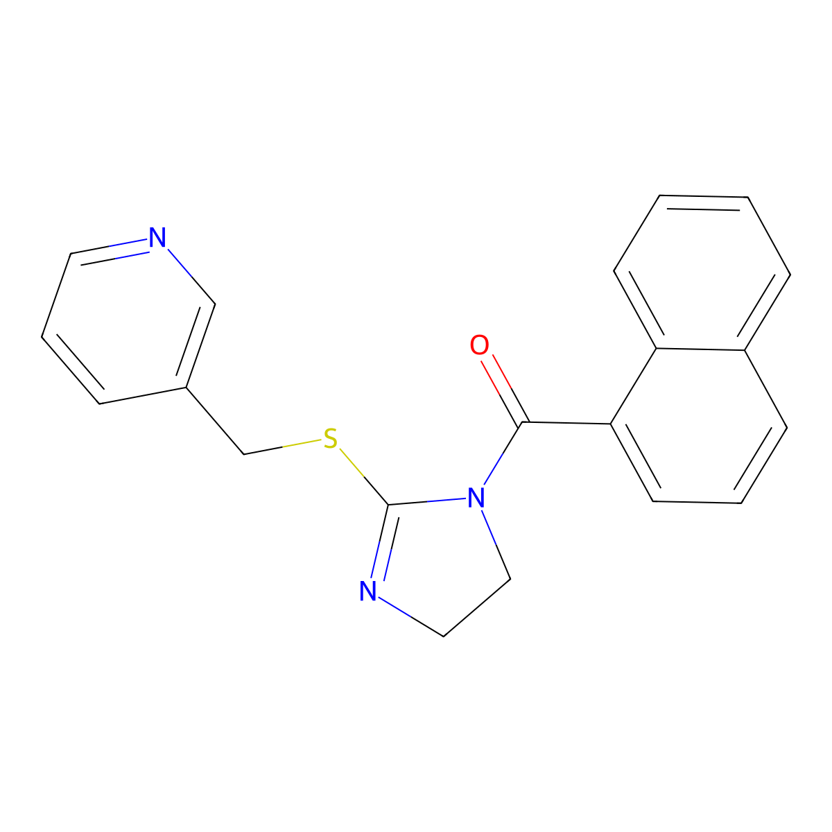 Naphthalen-1-yl-[2-(pyridin-3-ylmethylsulfanyl)-4,5-dihydroimidazol-1-yl]methanone molecular structure, CAS 851807-77-7