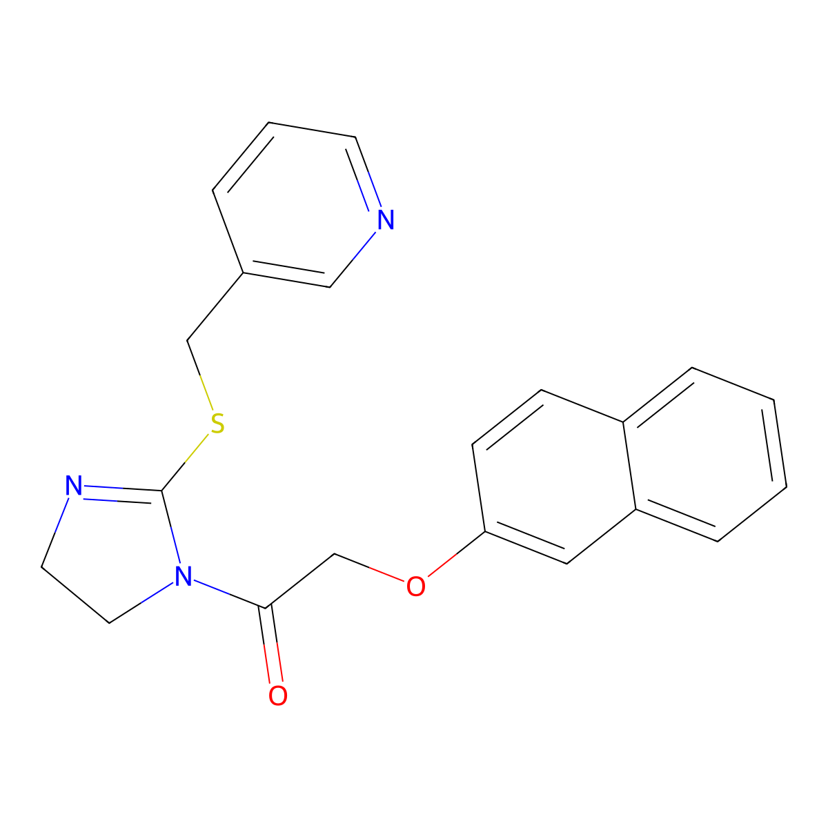 2-Naphthalen-2-yloxy-1-[2-(pyridin-3-ylmethylsulfanyl)-4,5-dihydroimidazol-1-yl]ethanone molecular structure, CAS 851807-83-5