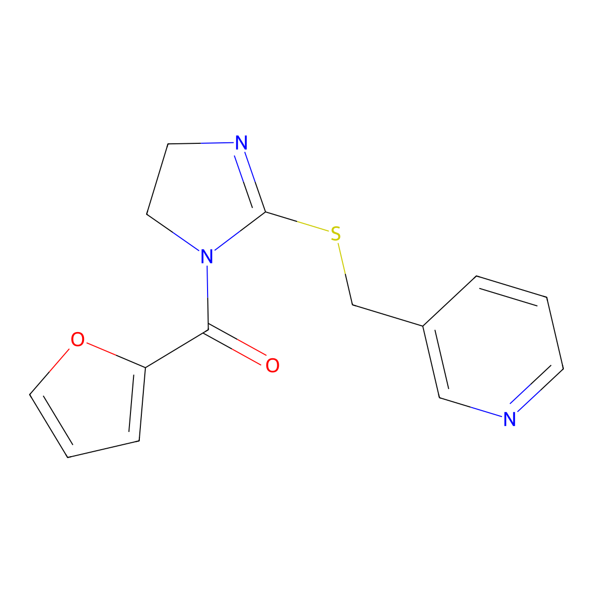 Furan-2-yl-[2-(pyridin-3-ylmethylsulfanyl)-4,5-dihydroimidazol-1-yl]methanone molecular structure, CAS 851807-89-1