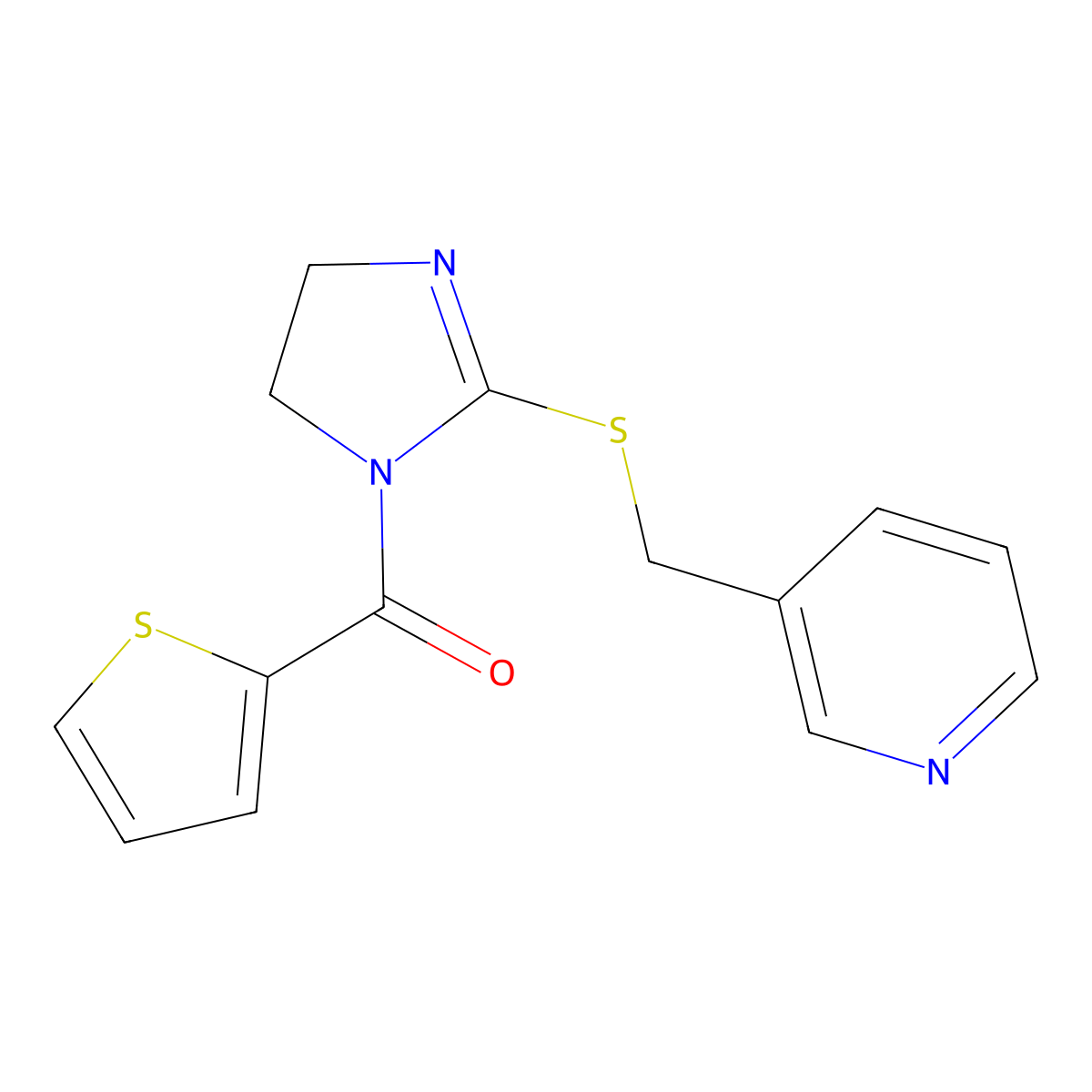 [2-(Pyridin-3-ylmethylsulfanyl)-4,5-dihydroimidazol-1-yl]-thiophen-2-ylmethanone molecular structure, CAS 851807-91-5