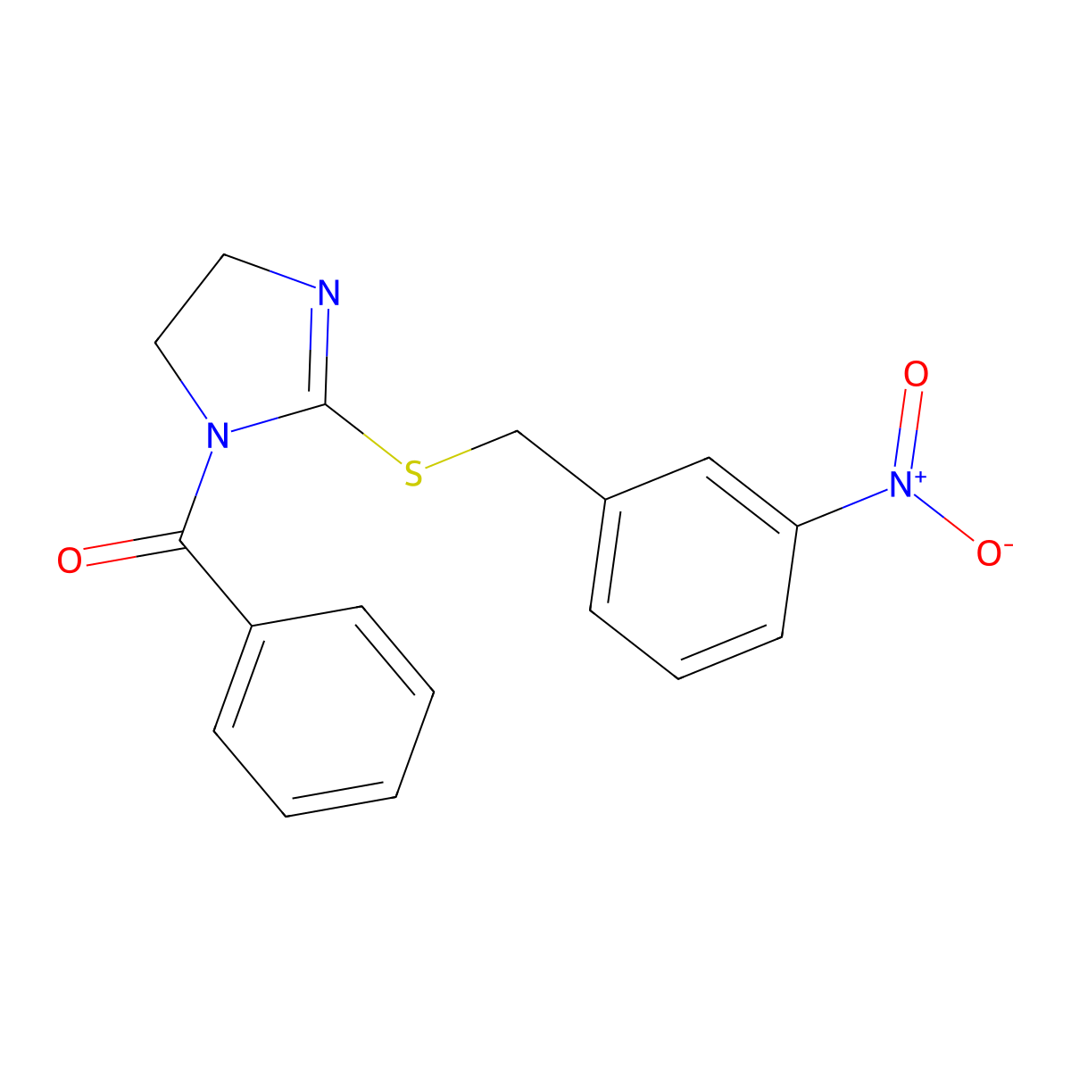 [2-[(3-Nitrophenyl)methylsulfanyl]-4,5-dihydroimidazol-1-yl]-phenylmethanone molecular structure, CAS 851808-46-3