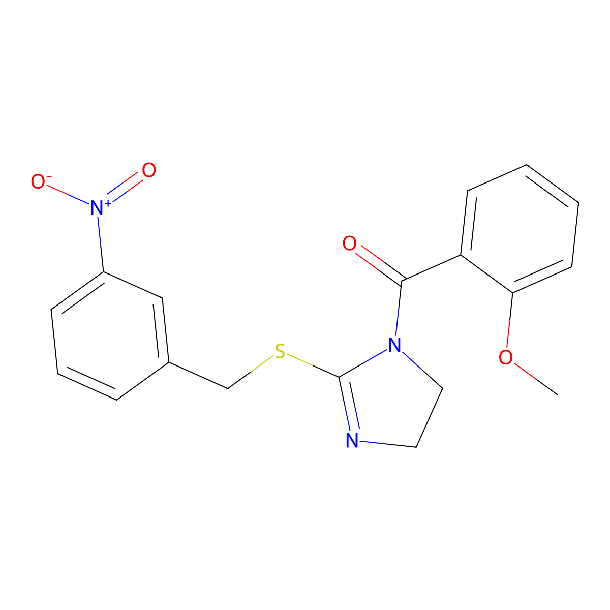 (2-methoxyphenyl)(2-((3-nitrobenzyl)thio)-4,5-dihydro-1H-imidazol-1-yl)methanone molecular structure, CAS 851808-52-1