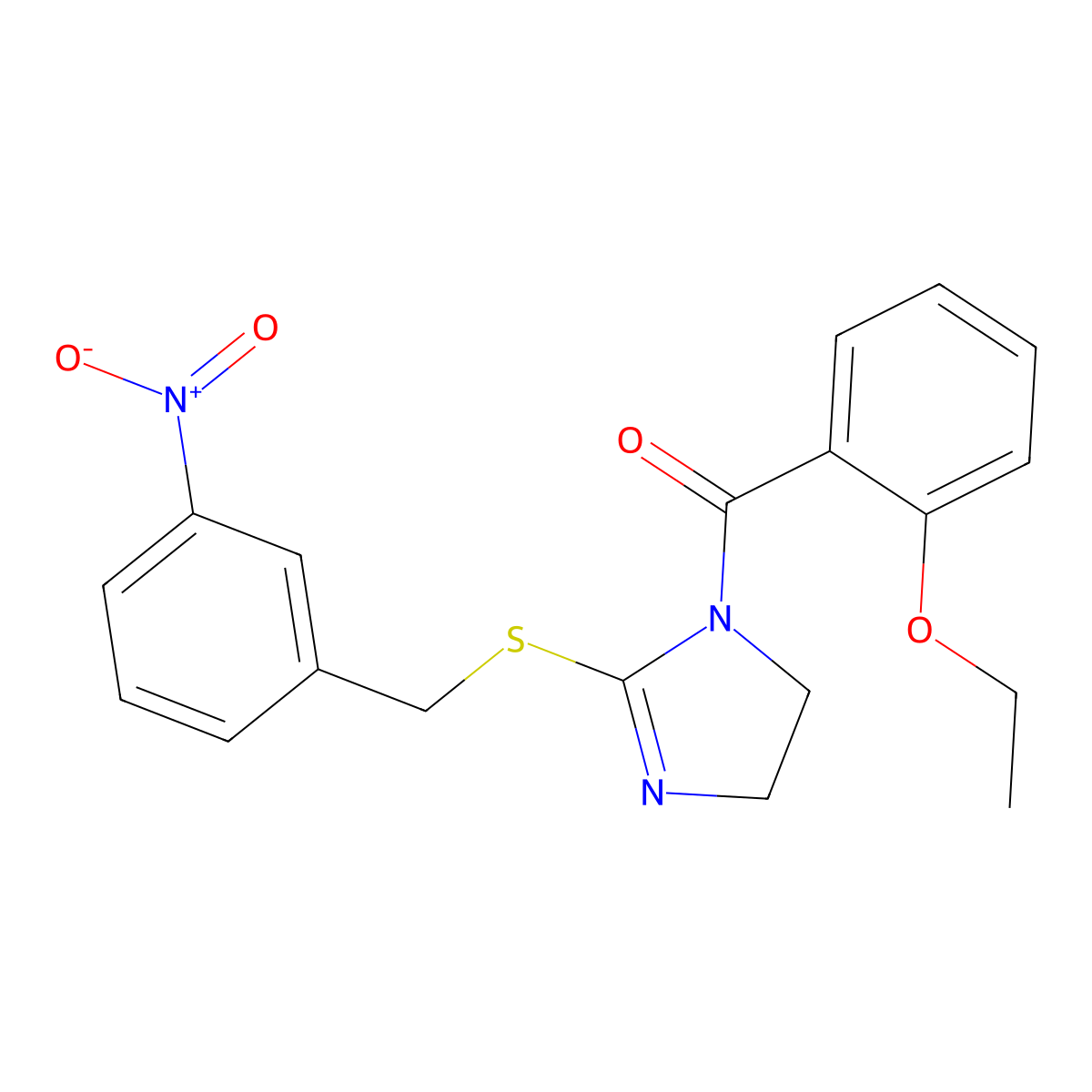 (2-ethoxyphenyl)(2-((3-nitrobenzyl)thio)-4,5-dihydro-1H-imidazol-1-yl)methanone molecular structure, CAS 851808-55-4