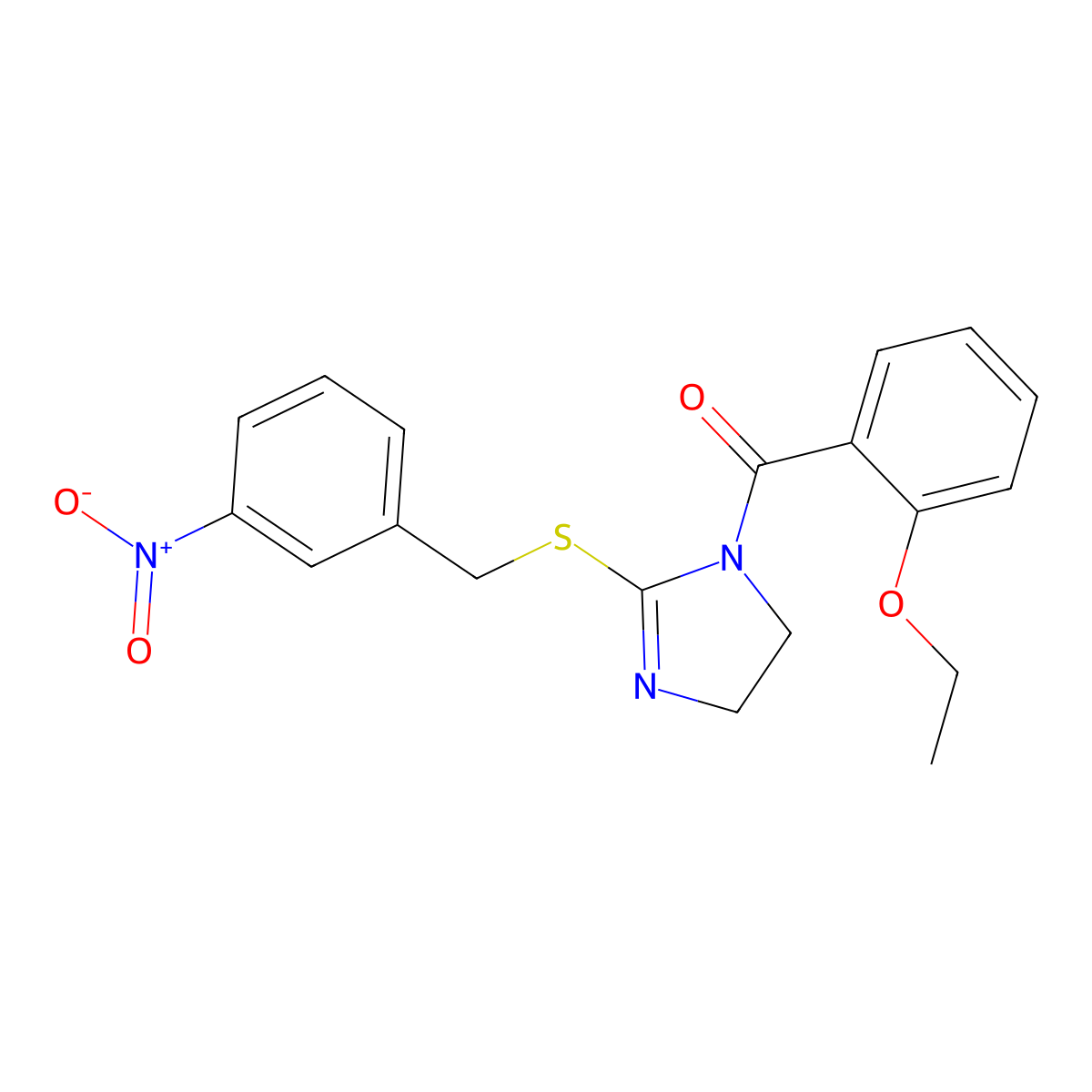 (2-ethoxyphenyl)(2-((3-nitrobenzyl)thio)-4,5-dihydro-1H-imidazol-1-yl)methanone molecular structure, CAS 851808-55-4