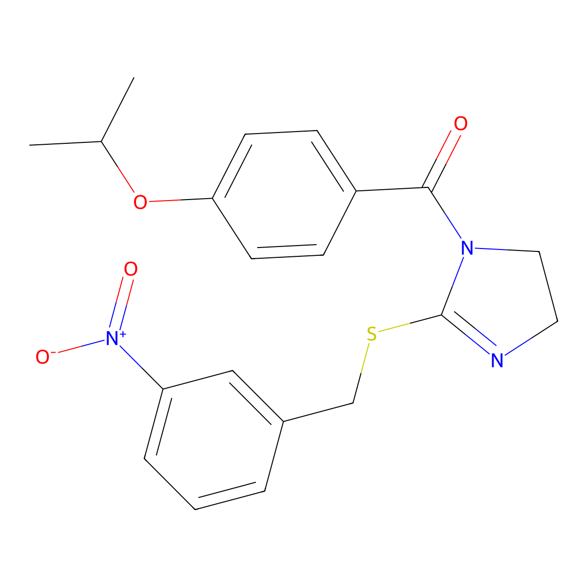 (4-isopropoxyphenyl)(2-((3-nitrobenzyl)thio)-4,5-dihydro-1H-imidazol-1-yl)methanone molecular structure, CAS 851808-57-6