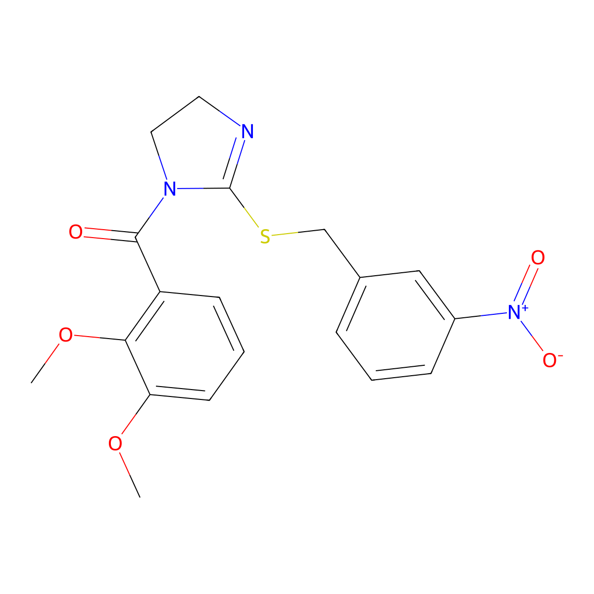 (2,3-dimethoxyphenyl)(2-((3-nitrobenzyl)thio)-4,5-dihydro-1H-imidazol-1-yl)methanone molecular structure, CAS 851808-60-1