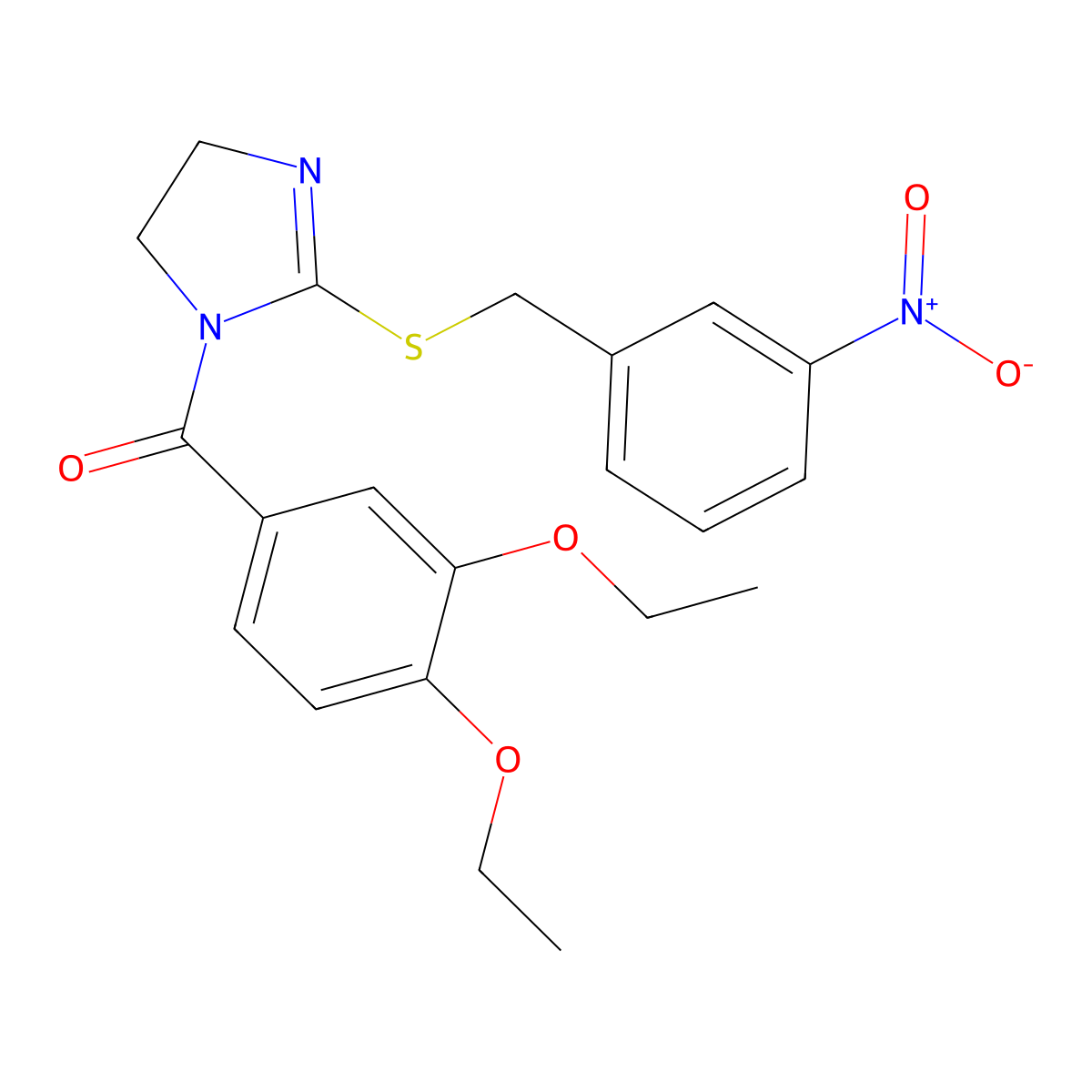 (3,4-Diethoxyphenyl)-[2-[(3-nitrophenyl)methylsulfanyl]-4,5-dihydroimidazol-1-yl]methanone molecular structure, CAS 851808-64-5
