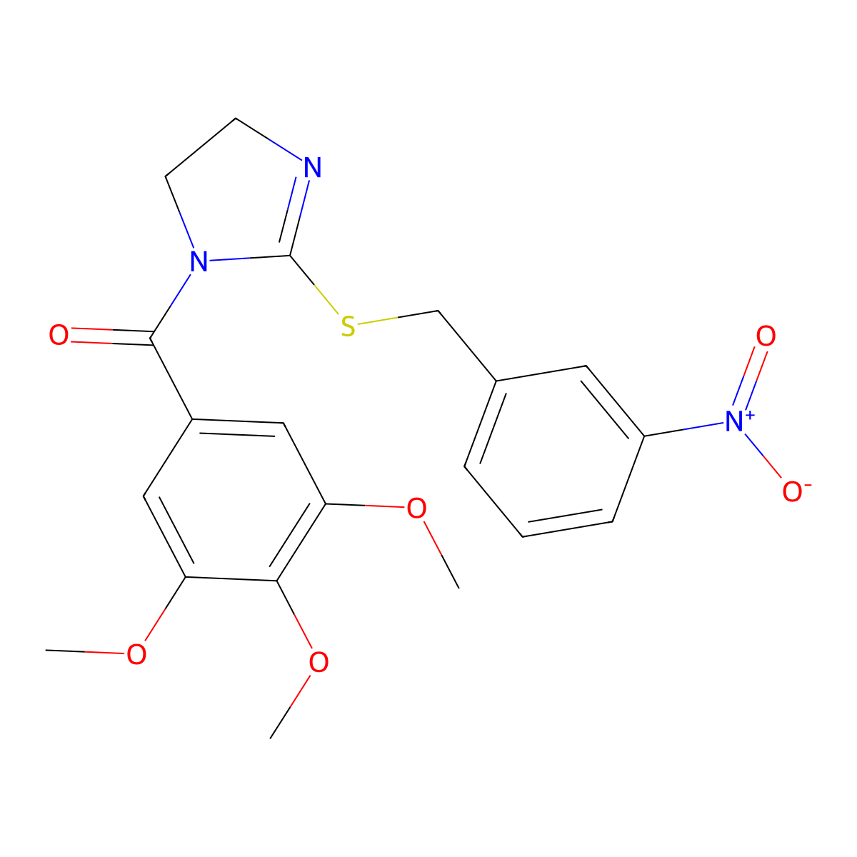 [2-[(3-Nitrophenyl)methylsulfanyl]-4,5-dihydroimidazol-1-yl]-(3,4,5-trimethoxyphenyl)methanone molecular structure, CAS 851808-65-6