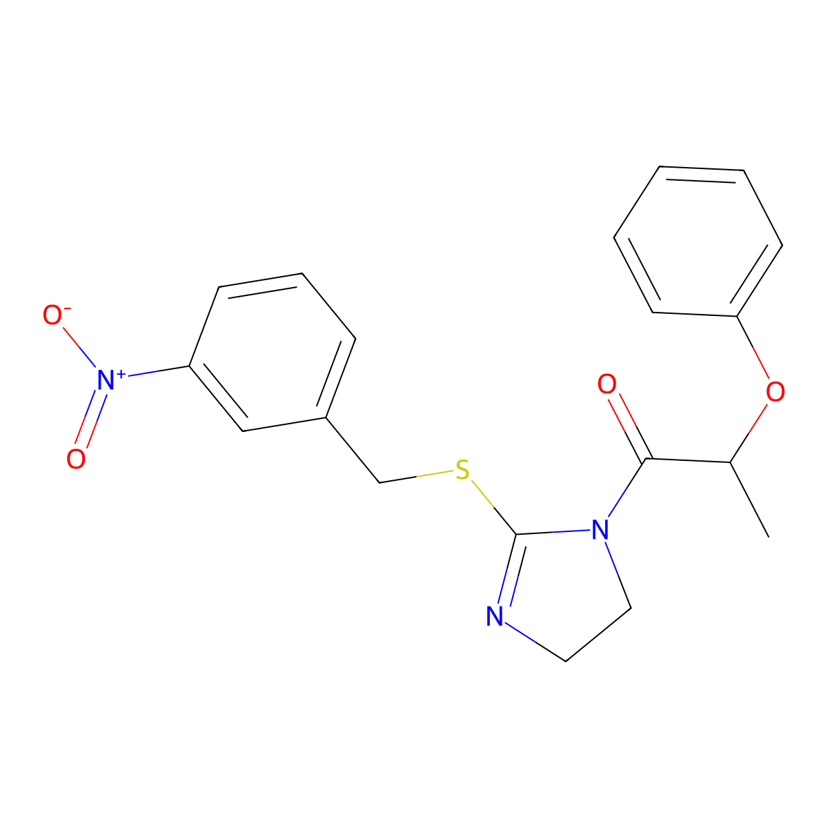 1-[2-[(3-Nitrophenyl)methylsulfanyl]-4,5-dihydroimidazol-1-yl]-2-phenoxypropan-1-one molecular structure, CAS 851808-78-1
