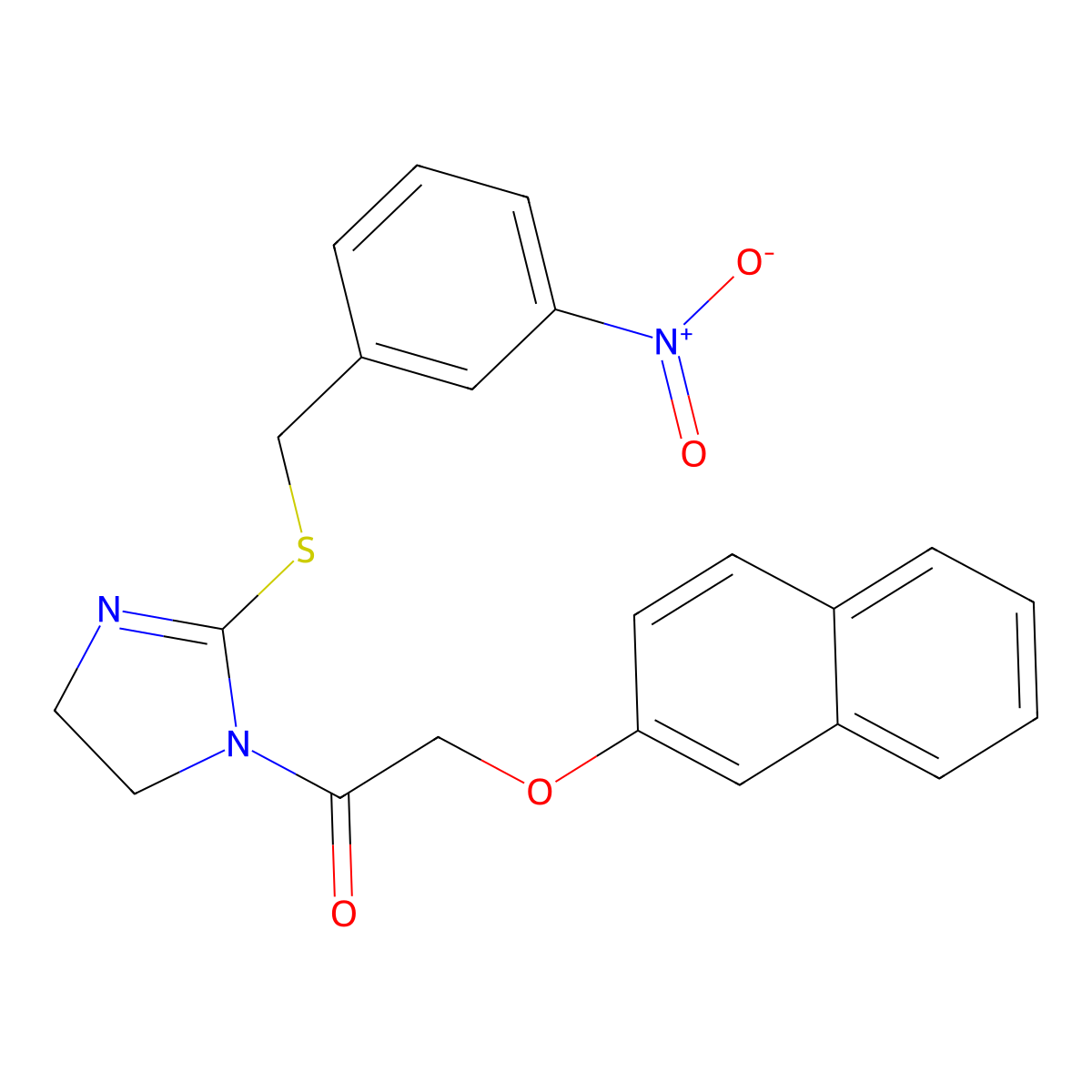 2-Naphthalen-2-yloxy-1-[2-[(3-nitrophenyl)methylsulfanyl]-4,5-dihydroimidazol-1-yl]ethanone molecular structure, CAS 851808-79-2