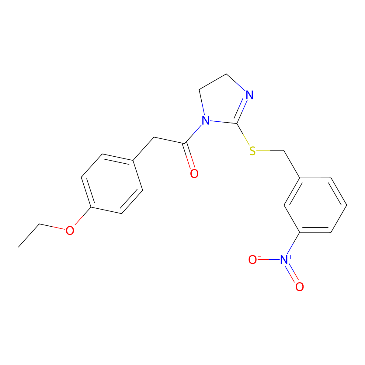 2-(4-Ethoxyphenyl)-1-[2-[(3-nitrophenyl)methylsulfanyl]-4,5-dihydroimidazol-1-yl]ethanone molecular structure, CAS 851808-83-8