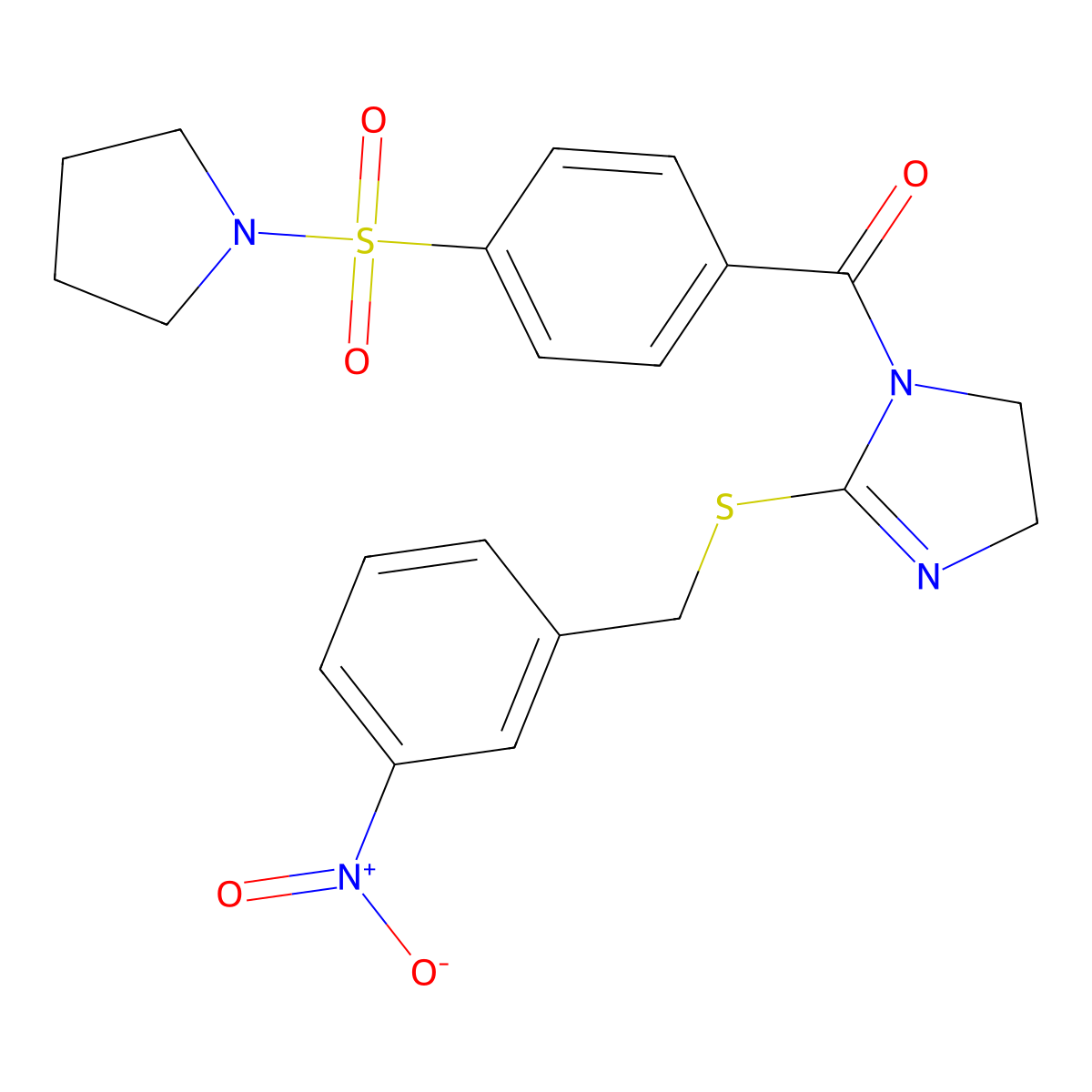 [2-[(3-Nitrophenyl)methylsulfanyl]-4,5-dihydroimidazol-1-yl]-(4-pyrrolidin-1-ylsulfonylphenyl)methanone molecular structure, CAS 851808-87-2