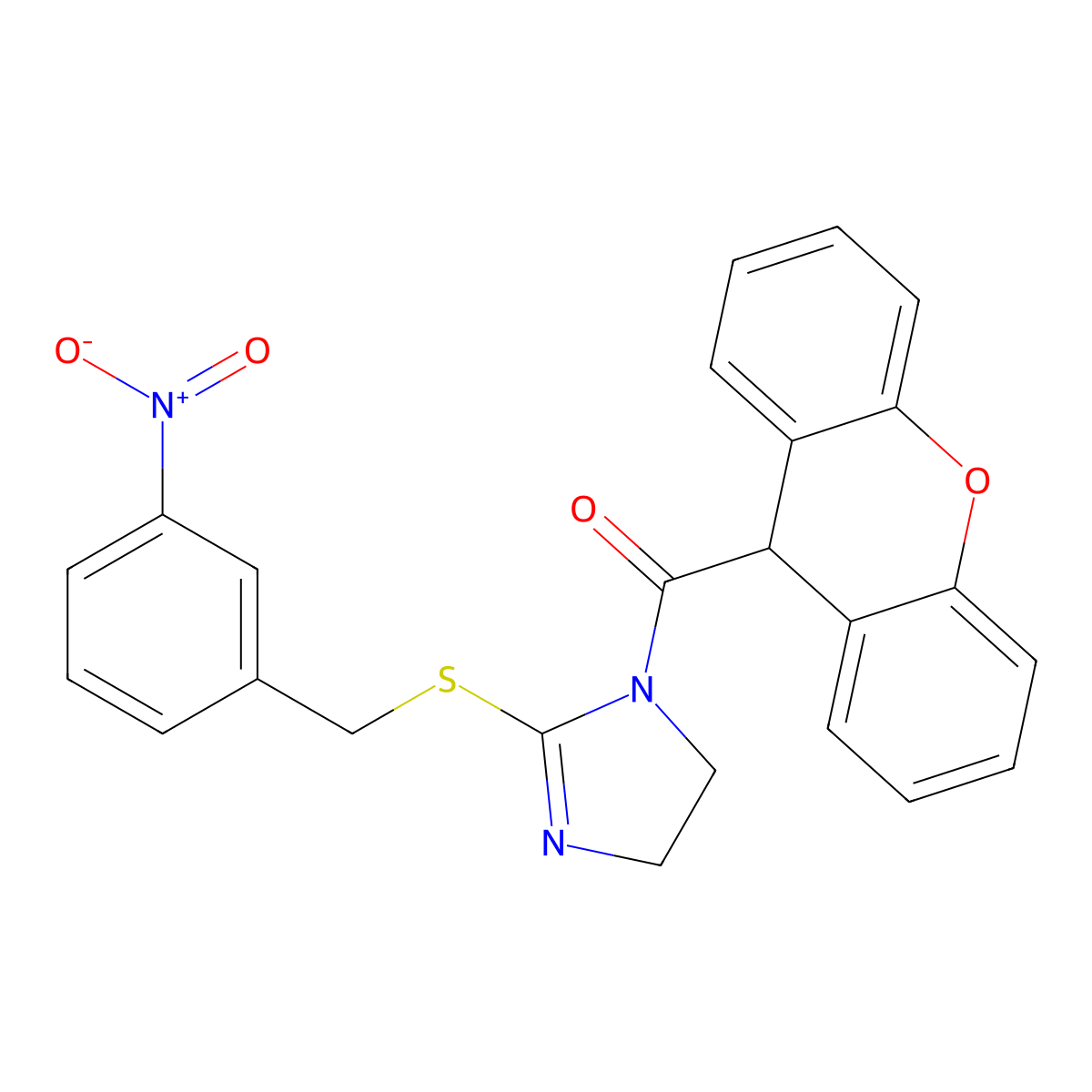 [2-[(3-nitrophenyl)methylsulfanyl]-4,5-dihydroimidazol-1-yl]-(9H-xanthen-9-yl)methanone molecular structure, CAS 851808-94-1